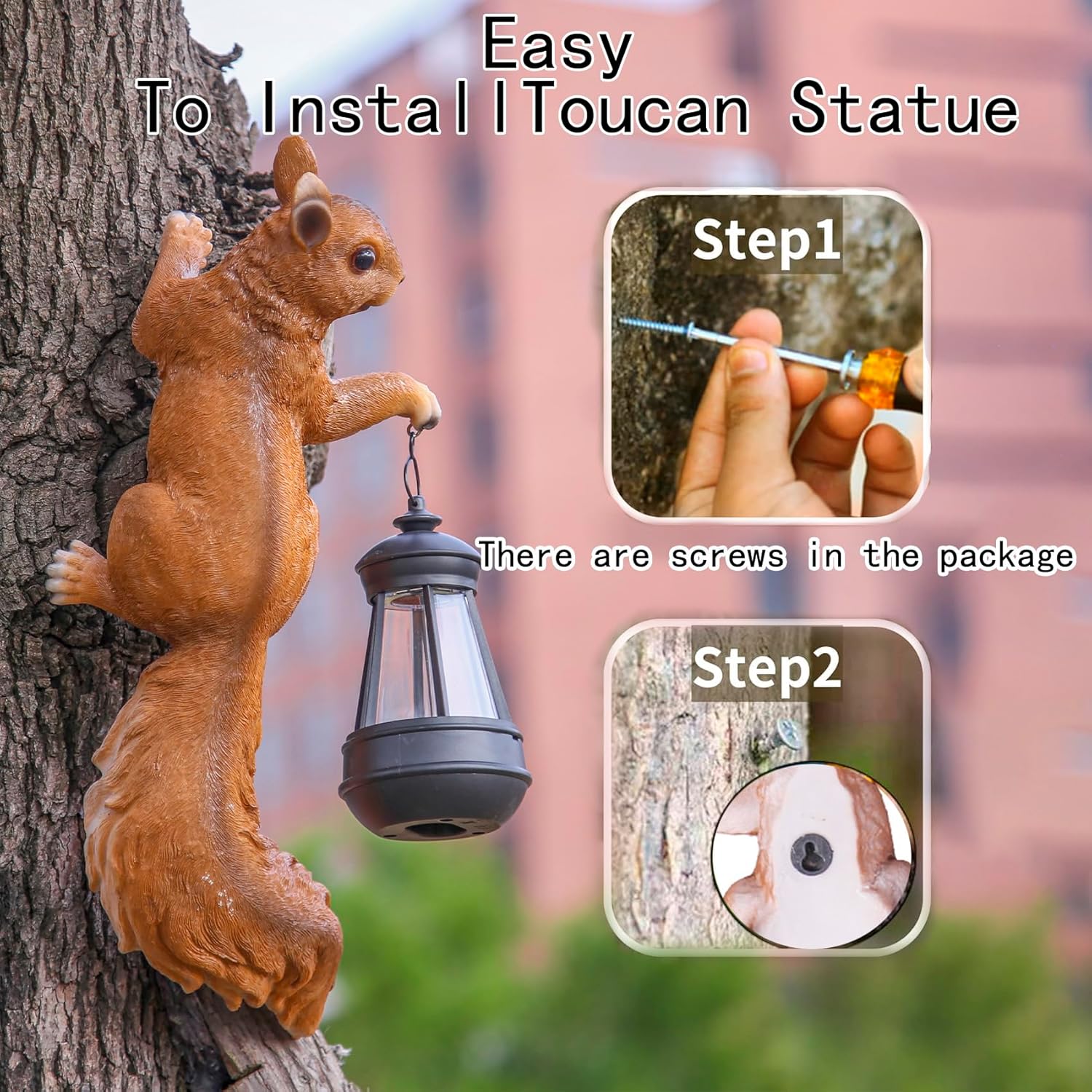 14in Big Squirrel Solar Squirrel Sculpture Decoration Resin Outdoor Garden Decoration, Suitable for Outdoor Garden Decoration, Suitable for Ladies, Mothers, Grandma Gifts - Image 2