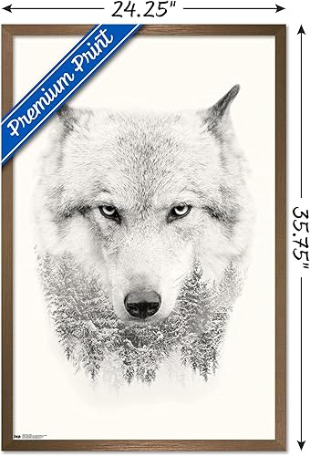 Vista 28 de Trends International Wolf - Trees Wall Poster, 22.375" x 34", Black Framed Version