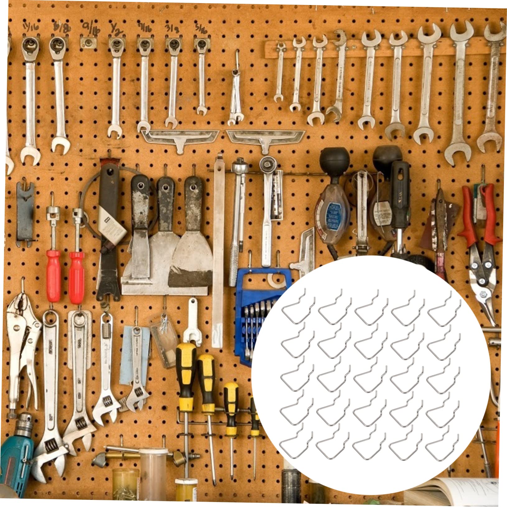 Set da 12 Ganci per Pannello Forato in Acciaio Inossidabile, Supporti Resistenti per Attrezzi da Officina, Facile Installazione su Banco da Lavoro e Esposizione Ordinata