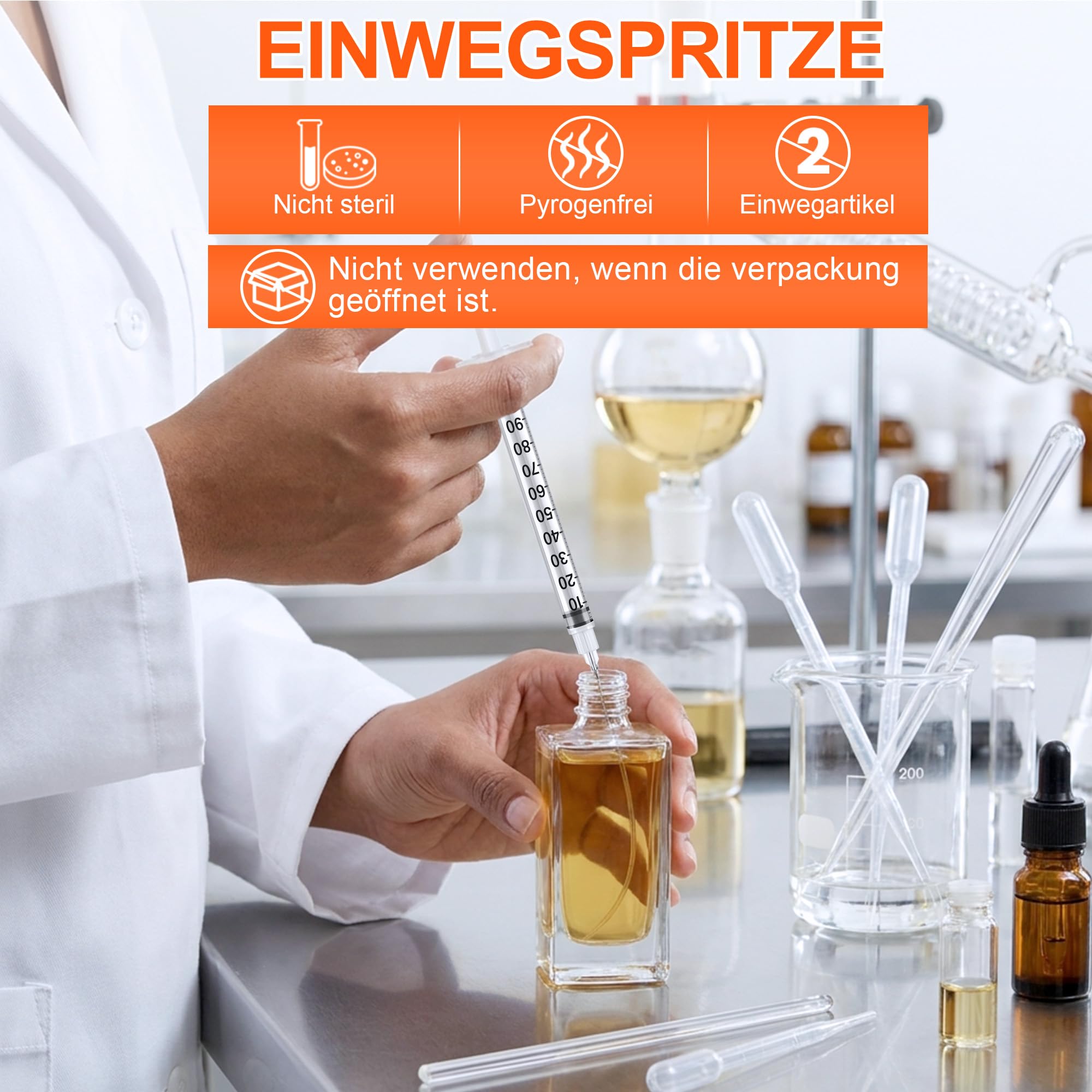 100 Stück 1ml Plastiktube mit 30G*8mm Saugkopf für Flüssigkeitstrennung