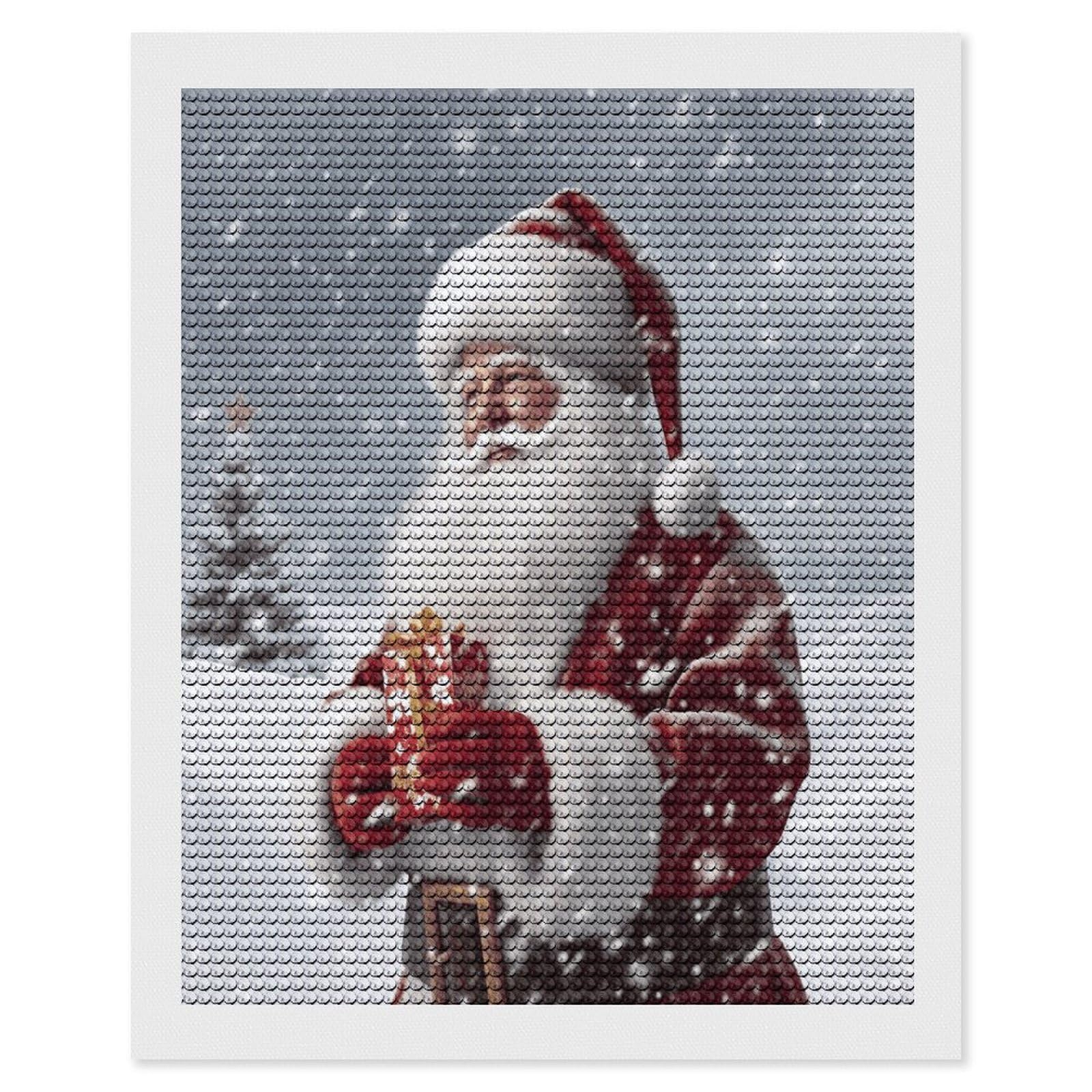 JTREHY Santa Claus Snow Secenry Diamond Art Kits Personalized DIY Round Diamond Painting Kits for Beginner Full Drill Diamonds Dots Paintings for Adults Gem Art Crafts Home Decor