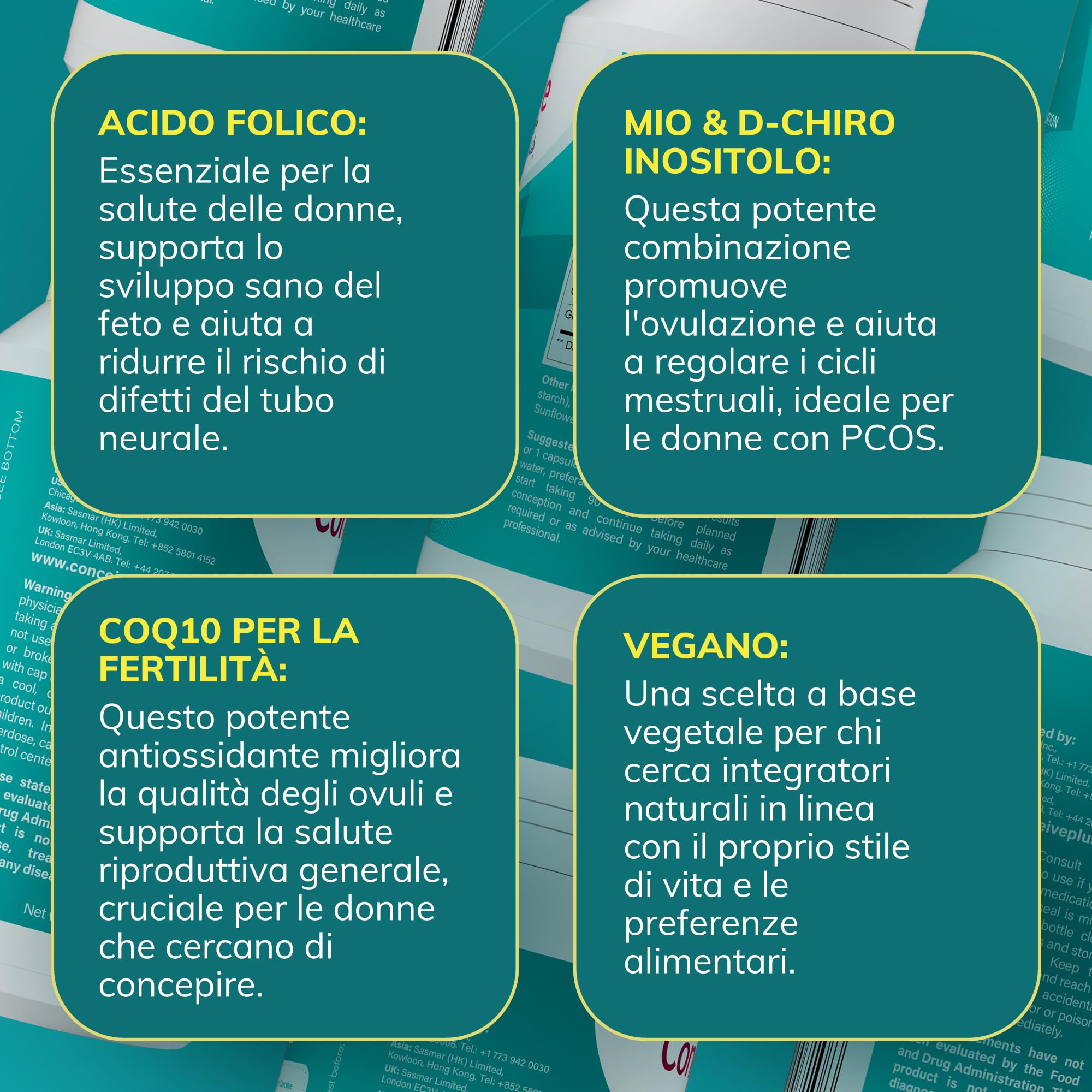 Conceive Plus Ovulation Support, Supporto per policistico e Ovulazione, Myo-Inositolo e D-Chiro-Inositolo, 120 capsule