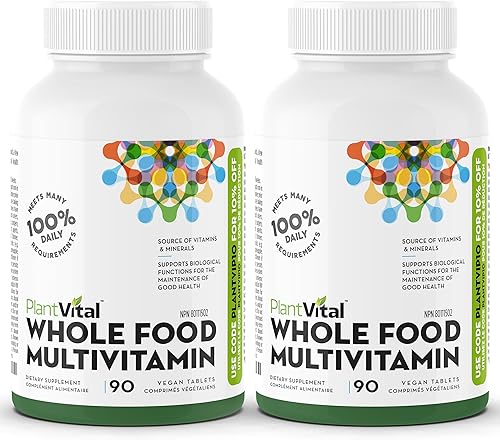 PlantVital Multivitamina de alimentos enteros con 56 superalimentos, verduras crudas y frutas, probióticos, enzimas digestivas, complejo B, omegas y