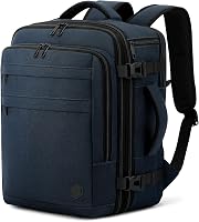 Rucsac de călătorie extensibil VANKEV pentru bagaj de mână Ryanair, EasyJet, Eurowings, Wizz Air, Albastru închis, 40x30x20-40x30x25, 24-30L, pentru laptop de 15,6" 1