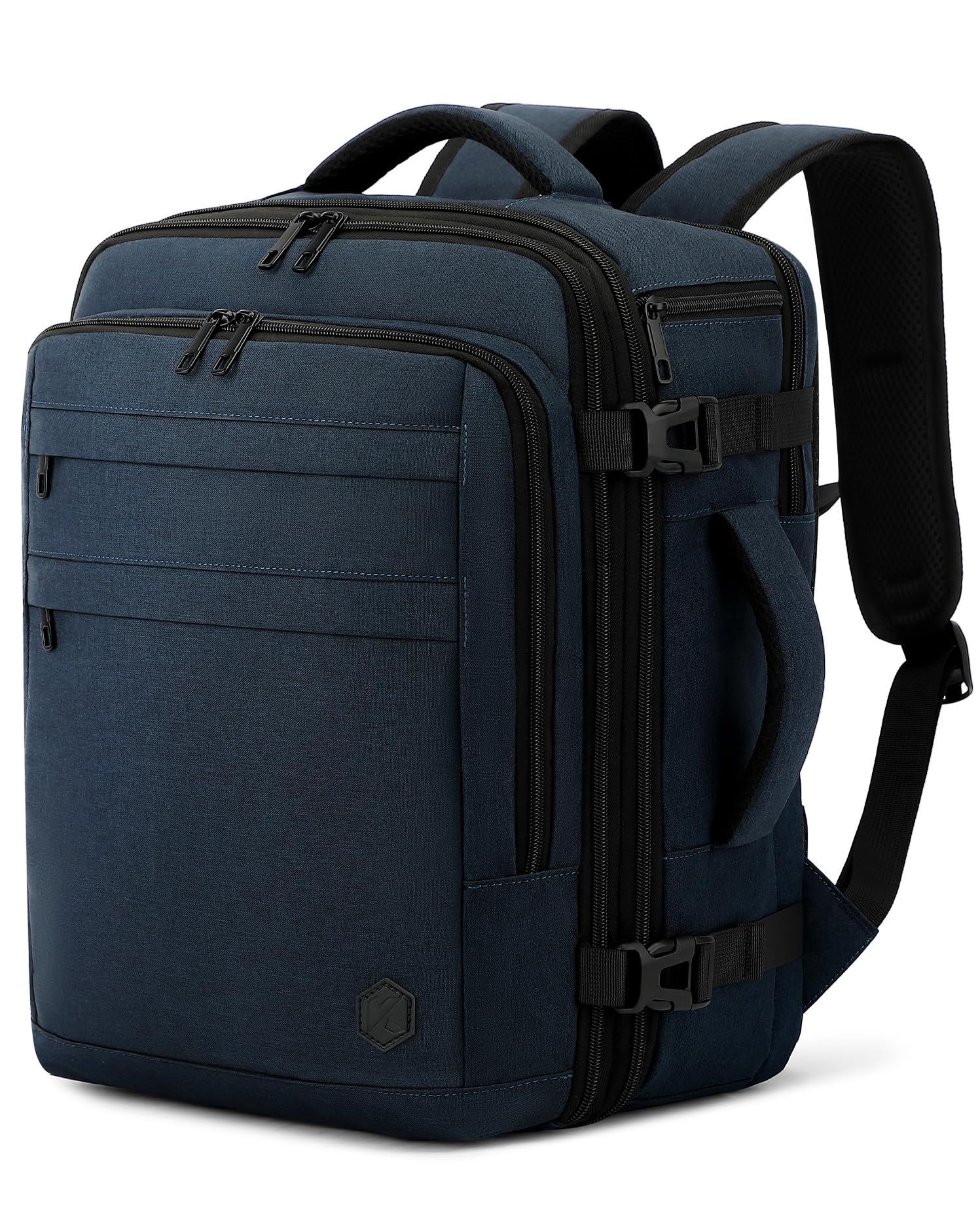 VANKEV Zaino da Viaggio Aereo per Ryanair EasyJet Eurowings Wizz Air Espandibile 40x30x20 a 40x30x25, 24L a 30L, Bagaglio a Mano Per Viaggi Adatta a Laptop da 15,6 Pollici blu scuro