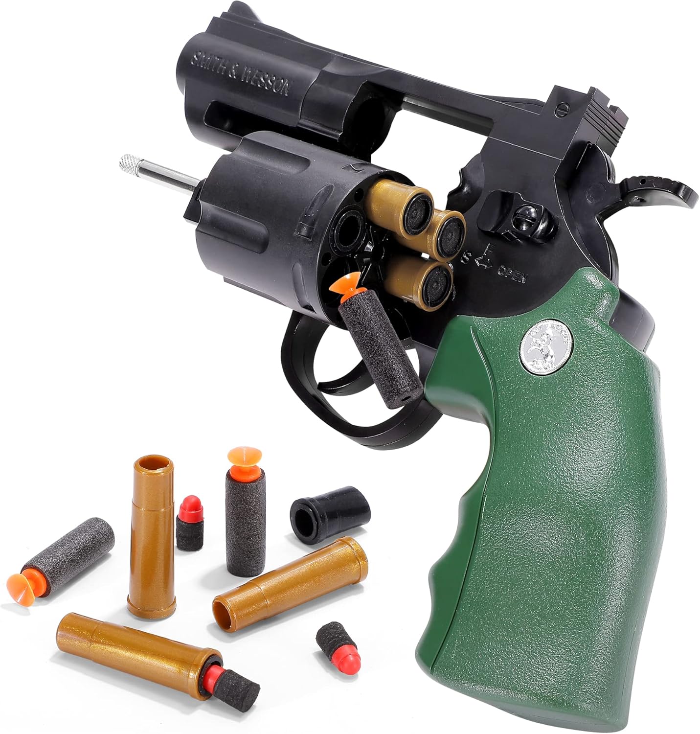 Amazon.co.jp シェルイジェクション ソフト バレット おもちゃ リボルバー 2種類のフォームダーツ付き 36 ターゲット6個