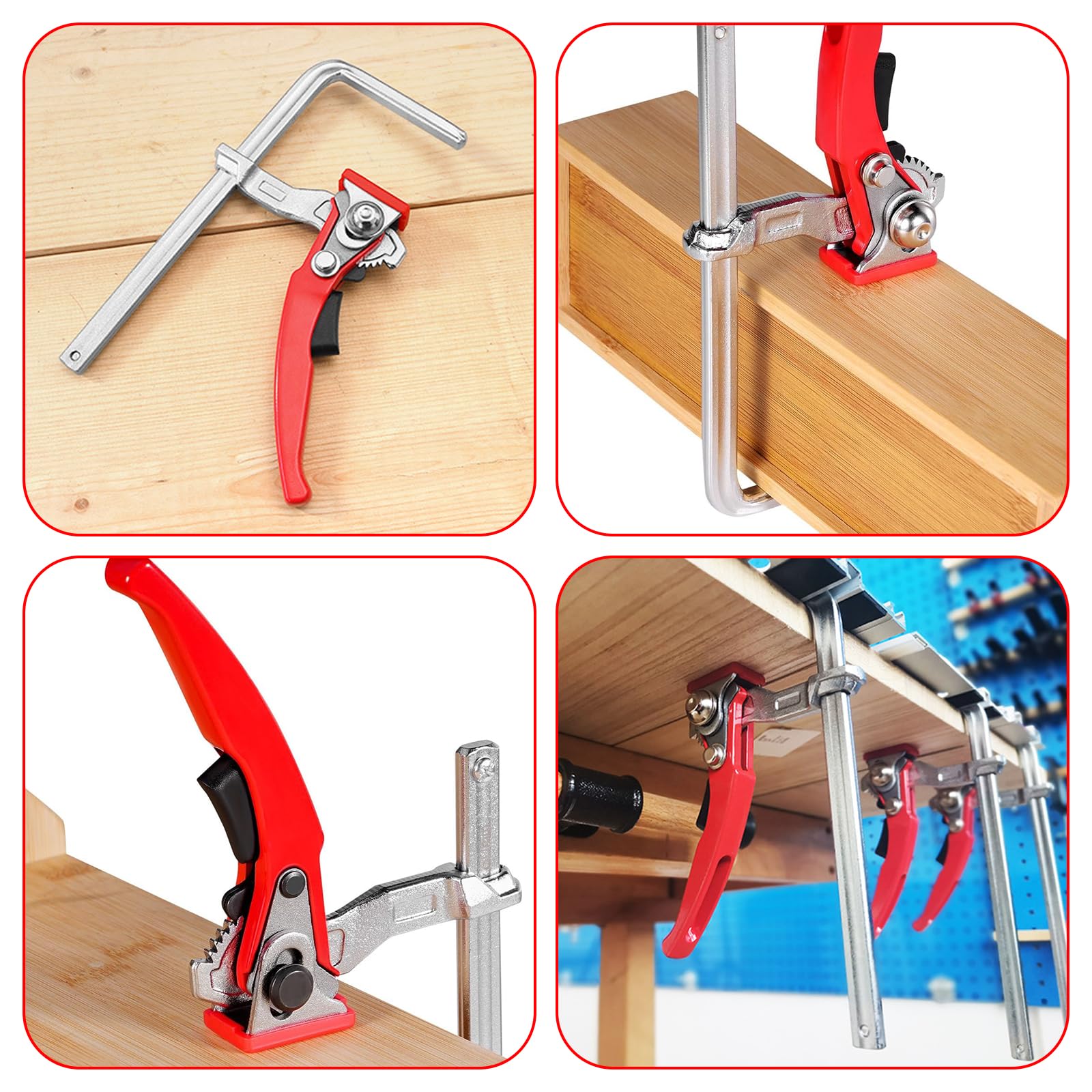 2 serre-joints de table en acier avec poignée à levier | pince de blocage rapide | avec capacité de 160 mm et profondeur de gorge de 60 mm pour le meulage la coupe