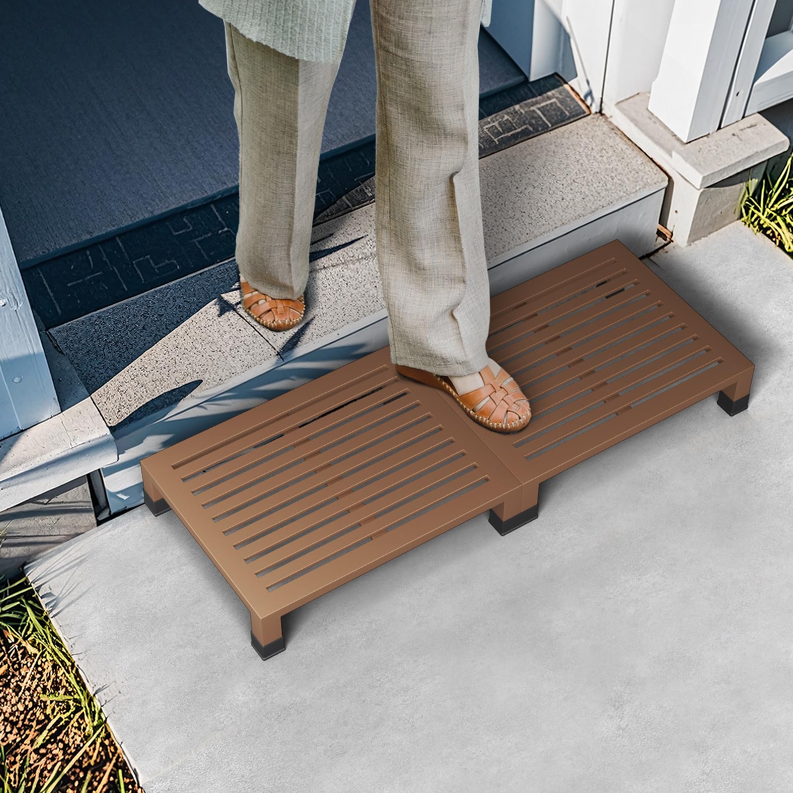 Taburete de un solo escalón de 3.8 pulgadas de altura para adultos y niños. Construcción resistente, portátil, antideslizante, duradera, taburete seguro para dormitorio/cocina, cama, baño