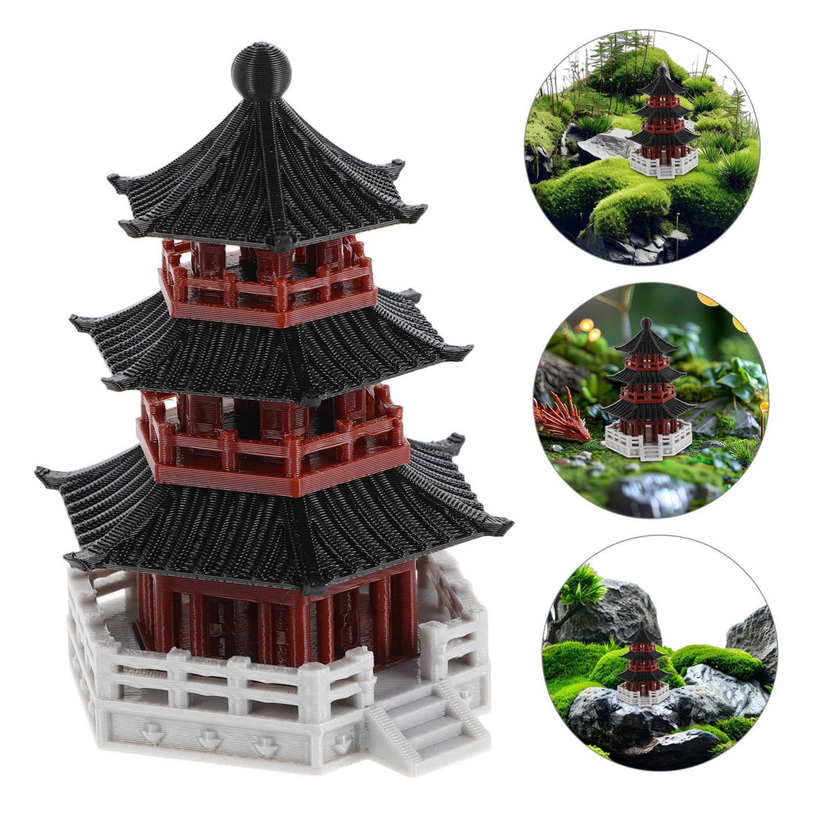 PRETYZOOM 4 Piezas Decoraciones De Pabellón Decoración De Acuario Accesorios De Jardín De Hadas Jardín En Miniatura Decoración De Zen Mini Adornos Casa Bonsái En Miniatura Peces