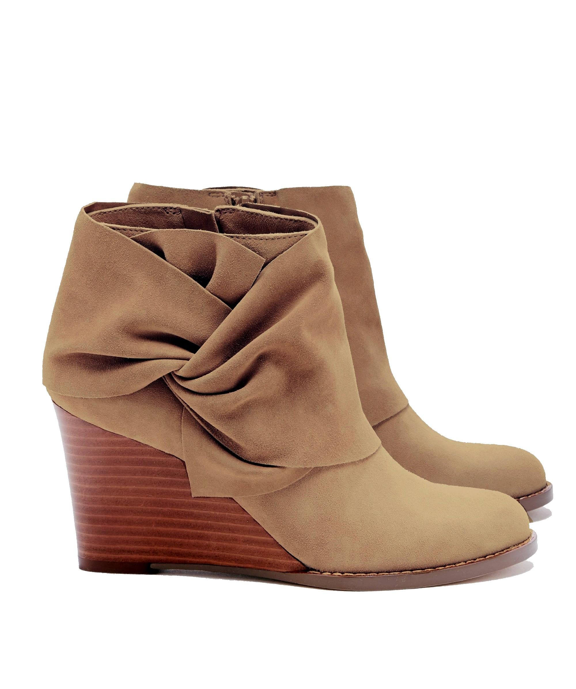 Womens Wedge Booties Ankle Heels Boots Bow Knot Stacked Heeled Winter Dress Shoes