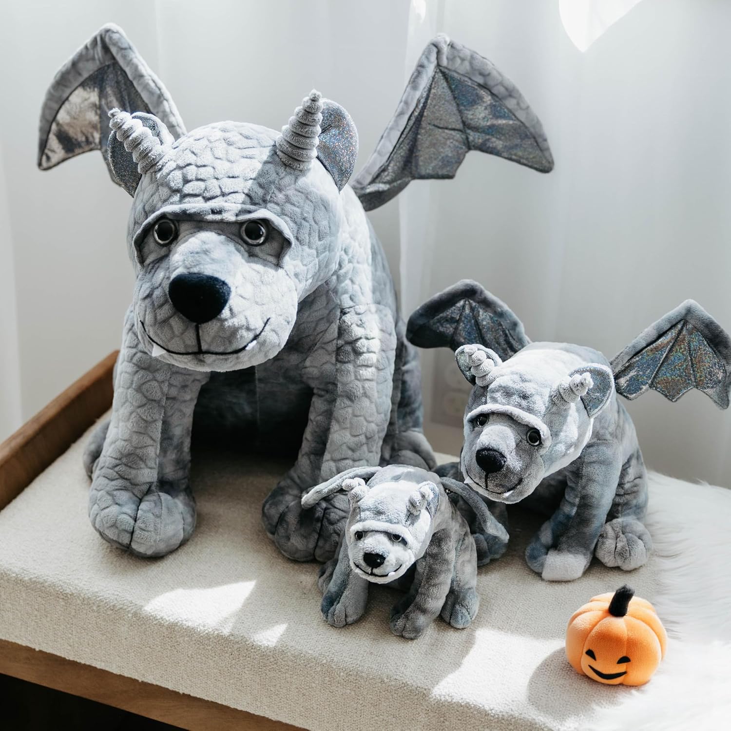 The Petting Zoo Mystical Gargoyle Stuffed Animal Plushie, Gifts for Kids, Mystical Animals, Grey Gargoyle Plush Toy 8 Inches