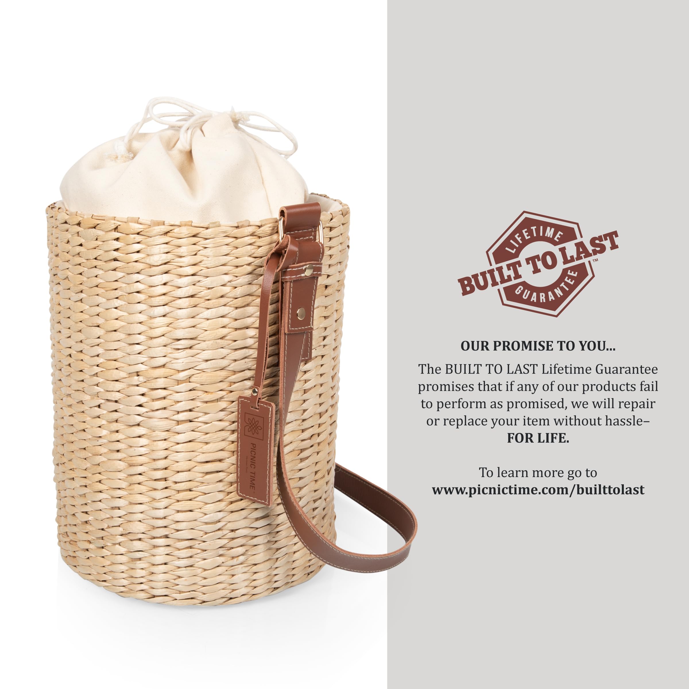 PICNIC TIME Palermo Rush - Bolsa de mano aislada con correas de cuero, bolsa de playa aislada, bolsa de picnic (lona beige)