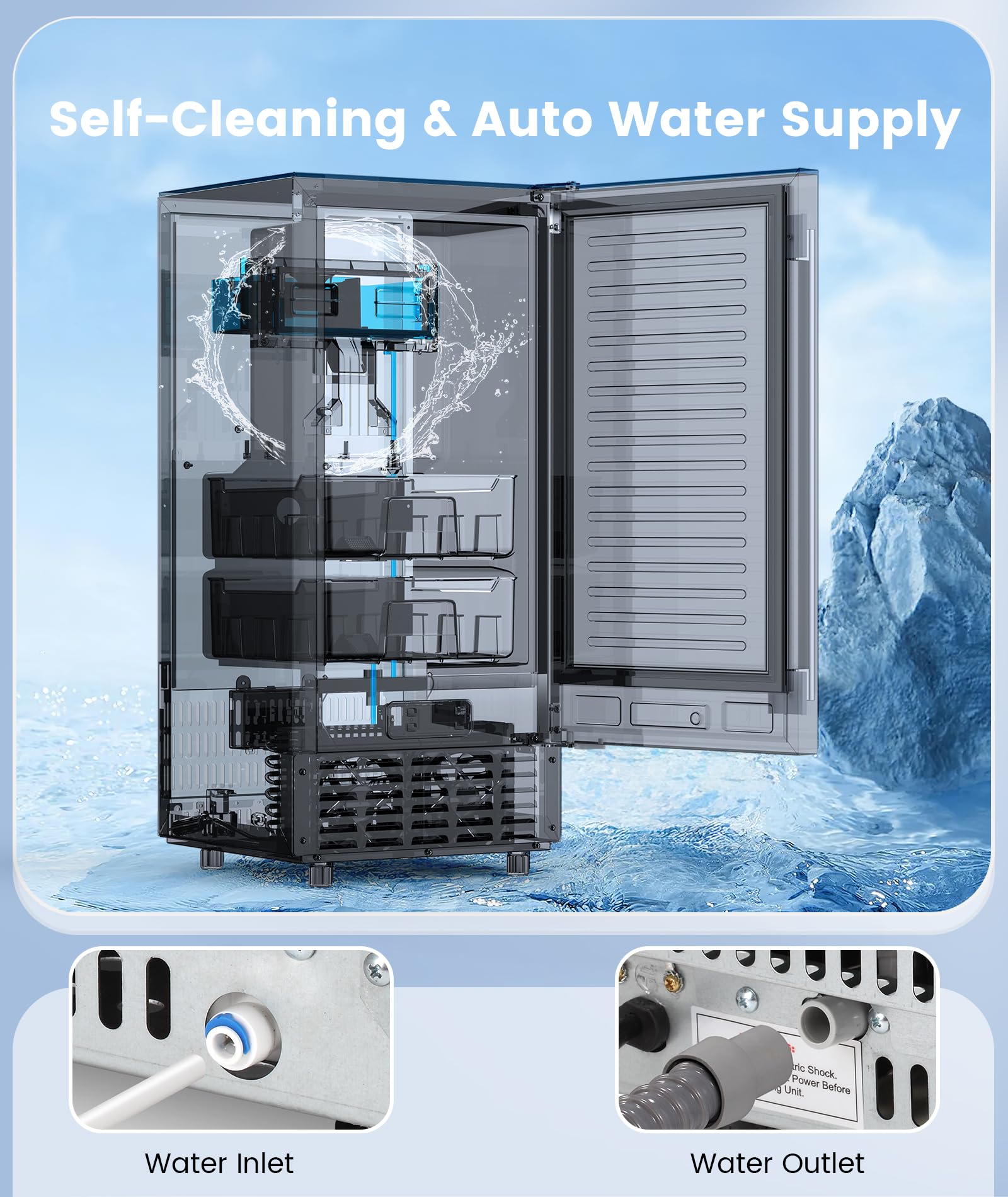 Amazon.com: Electactic Nugget Ice Maker Machine, Under Counter Ice