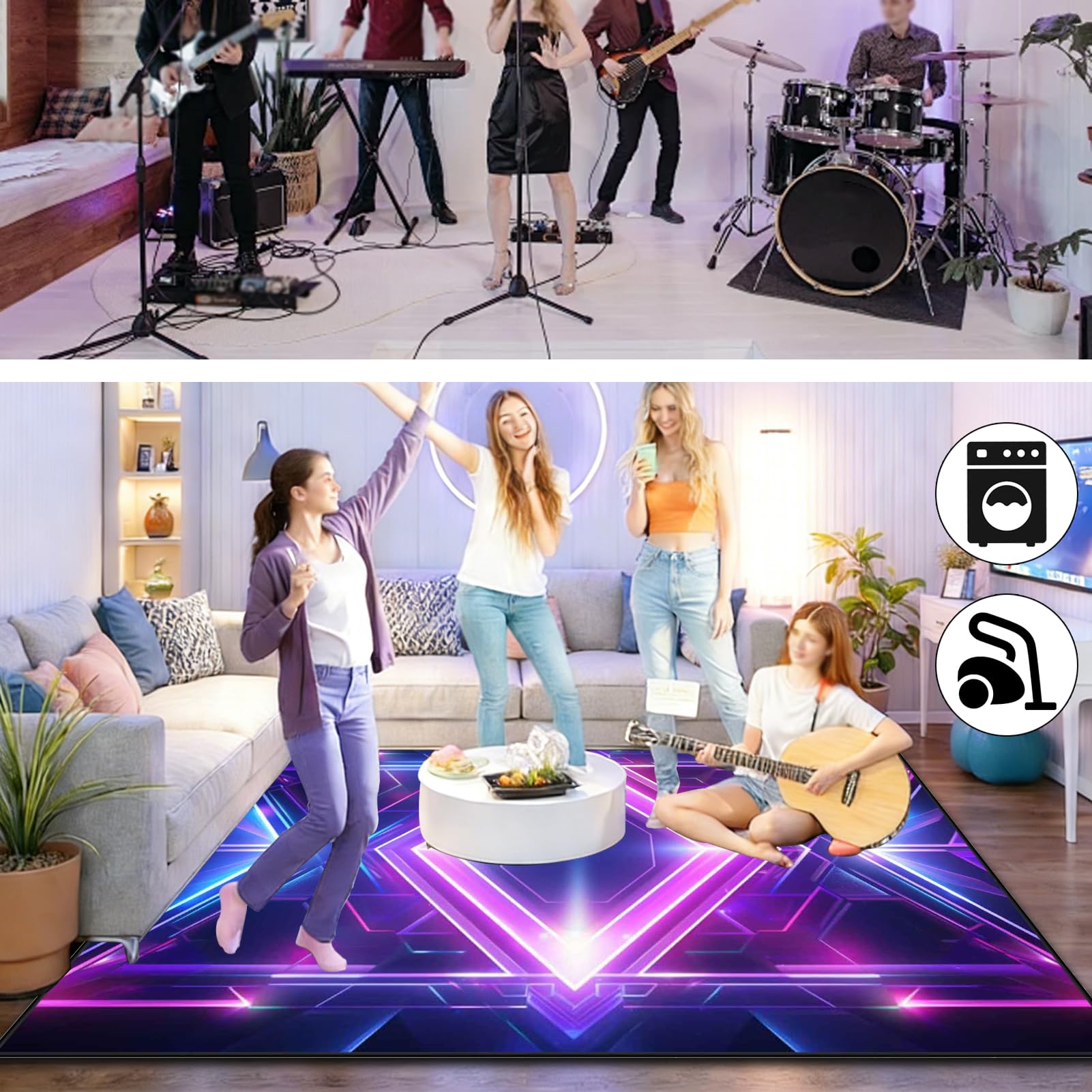 140 x 100 cm Dywan z baterią elektroniczną Dźwiękoszczelny Antypoślizgowy Dywan Pochłaniający Akustyczny Profesjonalna mata do instrumentów muzycznych do instrumentów muzycznych do gitary basowej