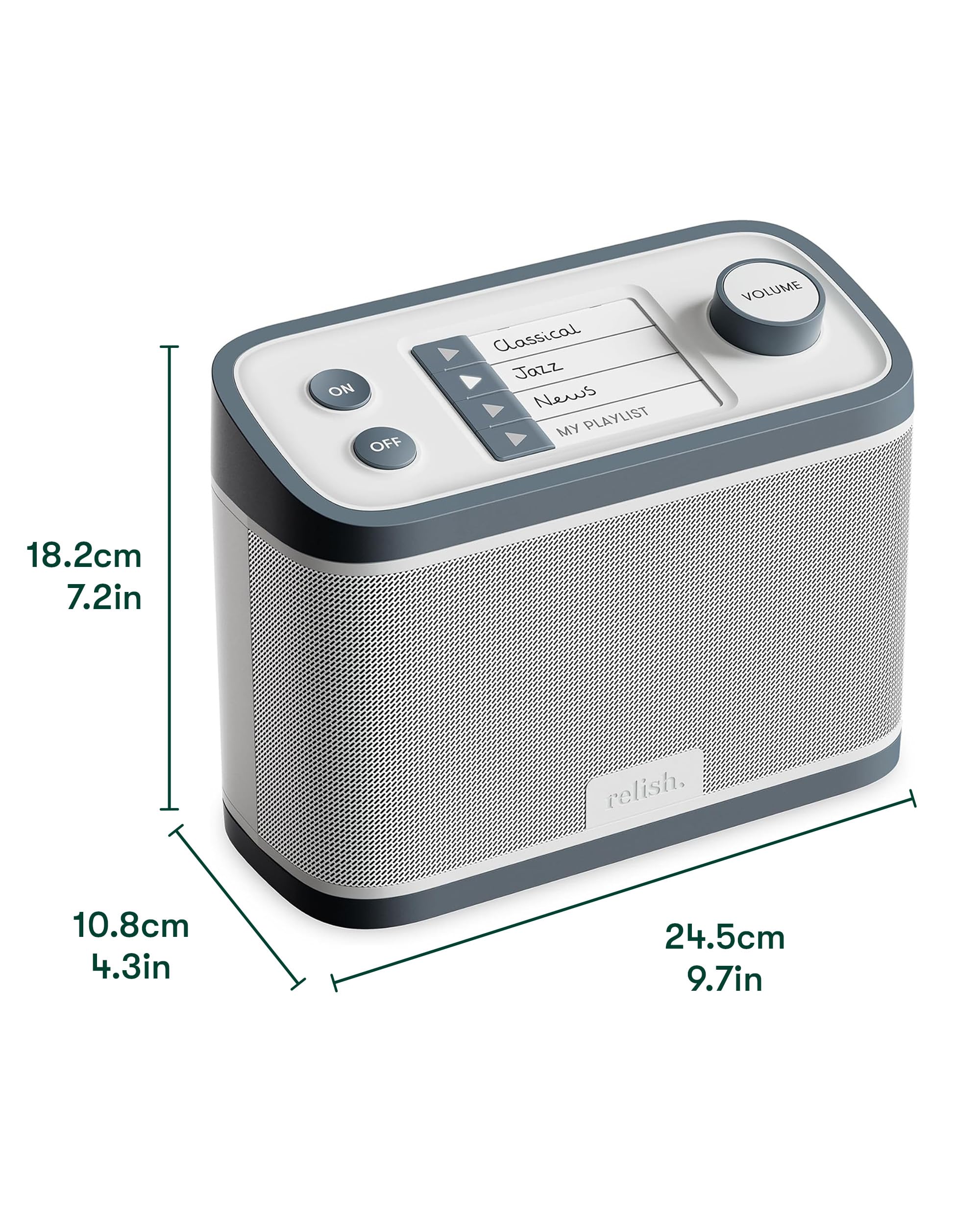 Relish – Tragbares, einfaches DAB/DAB+/FM Radio und MP3-Musikplayer mit USB für Senioren, Demenz und Alzheimer-kranke sowie Sehbehinderte – große Tasten, einfaches Design, leicht zu bedienen