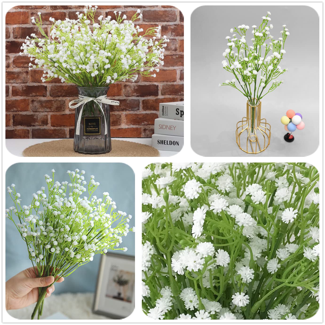 Fiori artificiali bianchi, Gypsophila finta in plastica, per interni ed esterni, coroncina per ragazze, bouquet da sposa, casa, giardino, festa, ghirlanda fai da te, disposizione dei tavoli, ghirland
