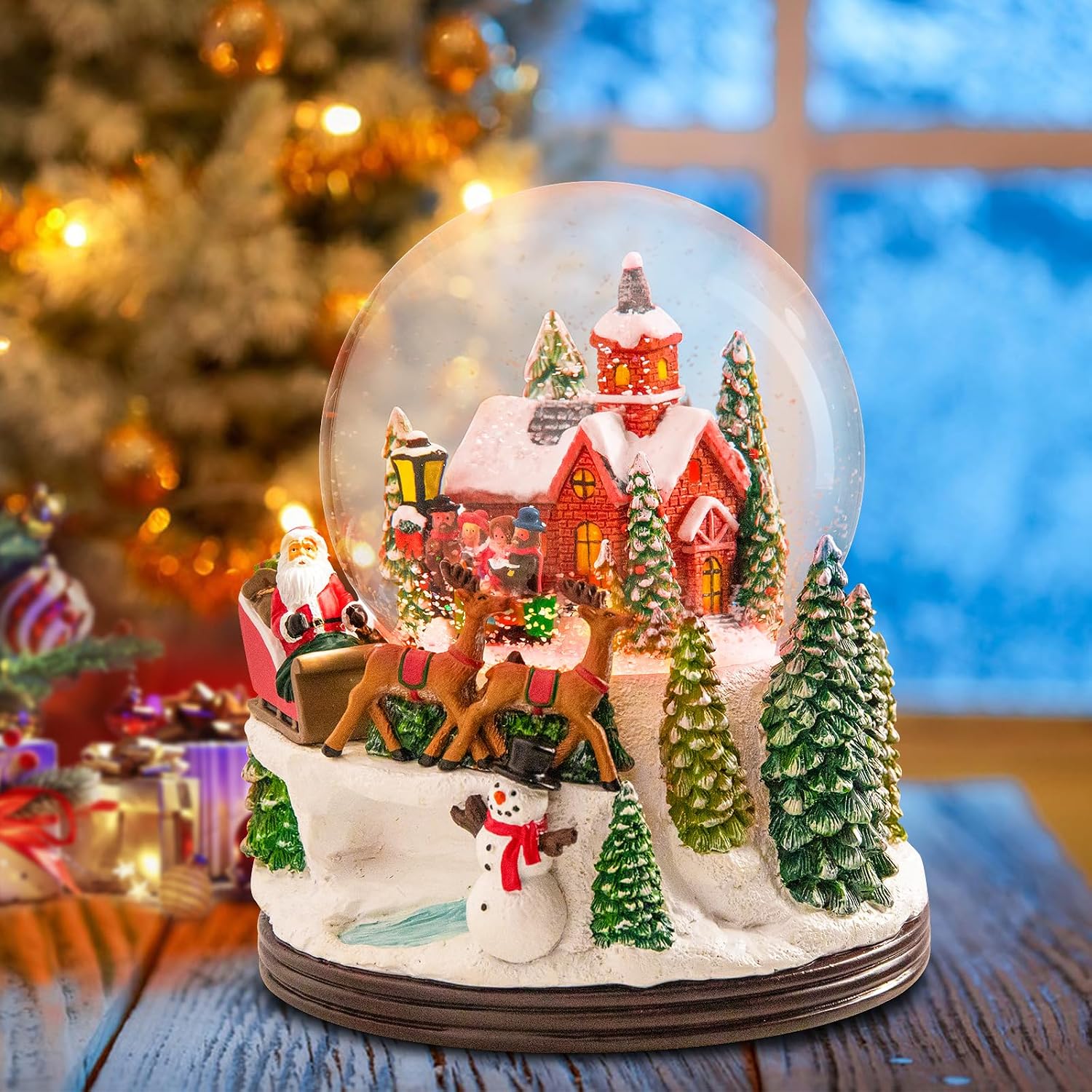 Amazon.com: Vipush Christmas Snow Globe - Village Style Musical Snow ...