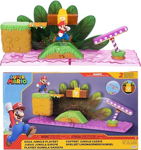 Nintendo Super Soda Jungle Playset incluye figura de Mario de 2.5 pulgadas. A partir de 3 años (con licencia oficial)