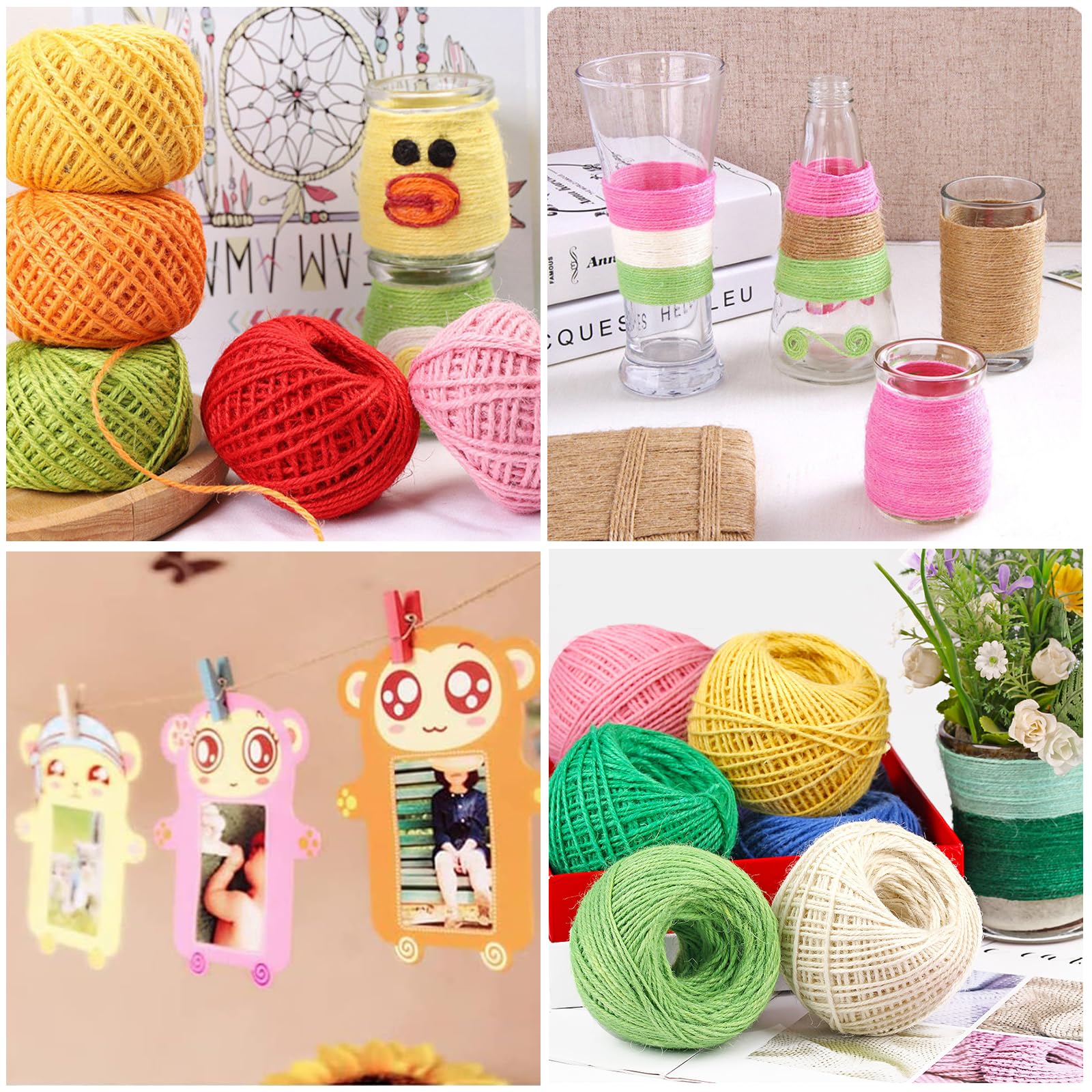 Amazon.co.jp: 麻紐 麻ひも 手芸用 麻縄 15色セット 25m各巻 麻