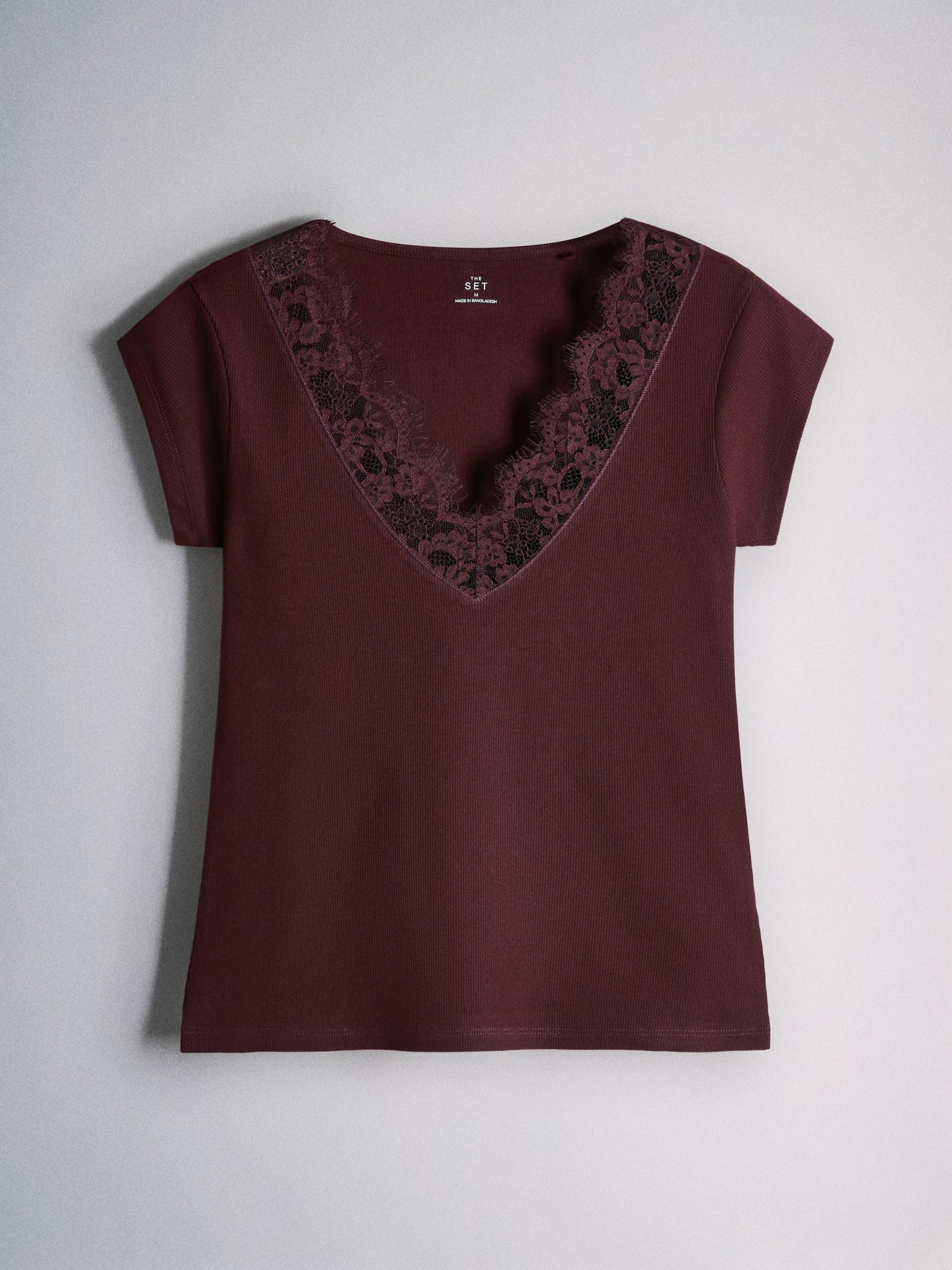 THE SET Donne Confezione da 4 top a coste a maniche corte