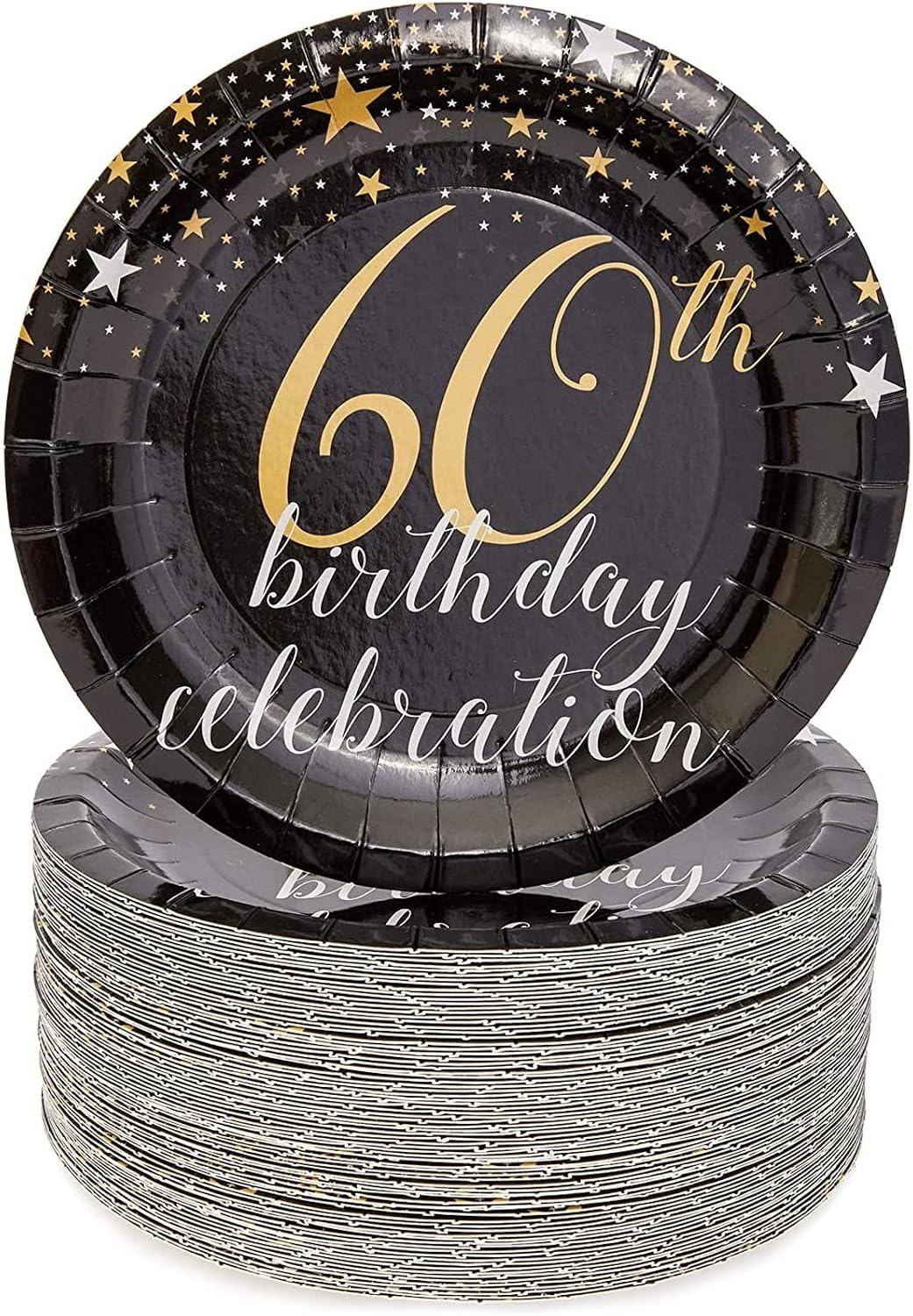80-Pack 60th Birthday Plates (7 in)