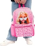 Barbie Backpack 4 Piece Set | Girls School Bag Set | Girls Backpack, Lunch Bag, Water Bottle and Pencil Case Set | Childrens Bag | Pink