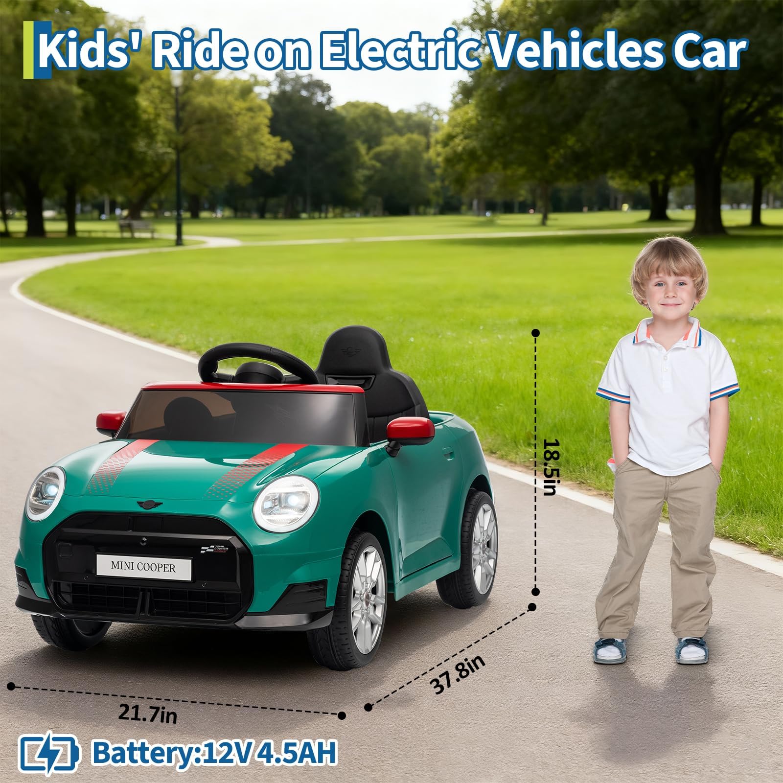 Elektroauto für Kinder, 12V Kinderauto Elektro mit Fernbedienung, Elektrisches Kinderfahrzeug mit Hupe, Musik, LED-Scheinwerfern, 2 Geschwindigkeiten, für Kinder ab 3 bis 6 Jahre geeignet, Grün
