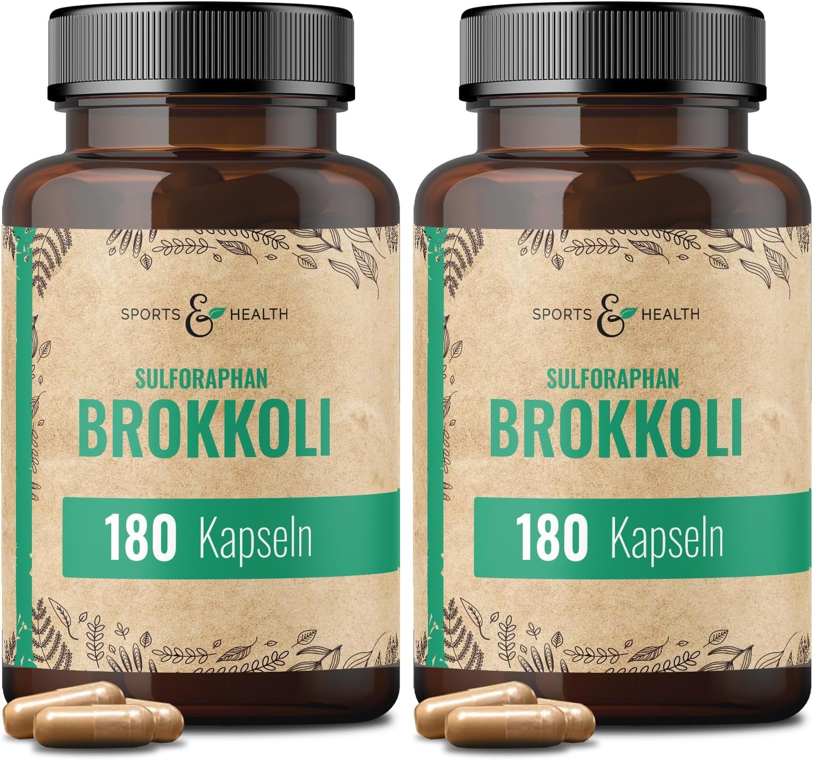 Brokkoli Sulforaphan Kapseln hochdosiert vegan - 180 Stück ohne Füllstoffe (Packung mit 2)