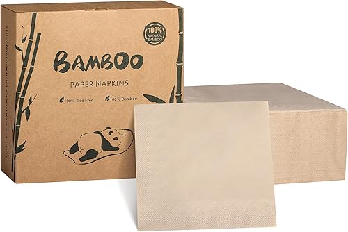 MORGIANA 100 servilletas de papel desechables, servilletas ecológicas biodegradables, servilletas compostables, servilletas de cóctel marrones para