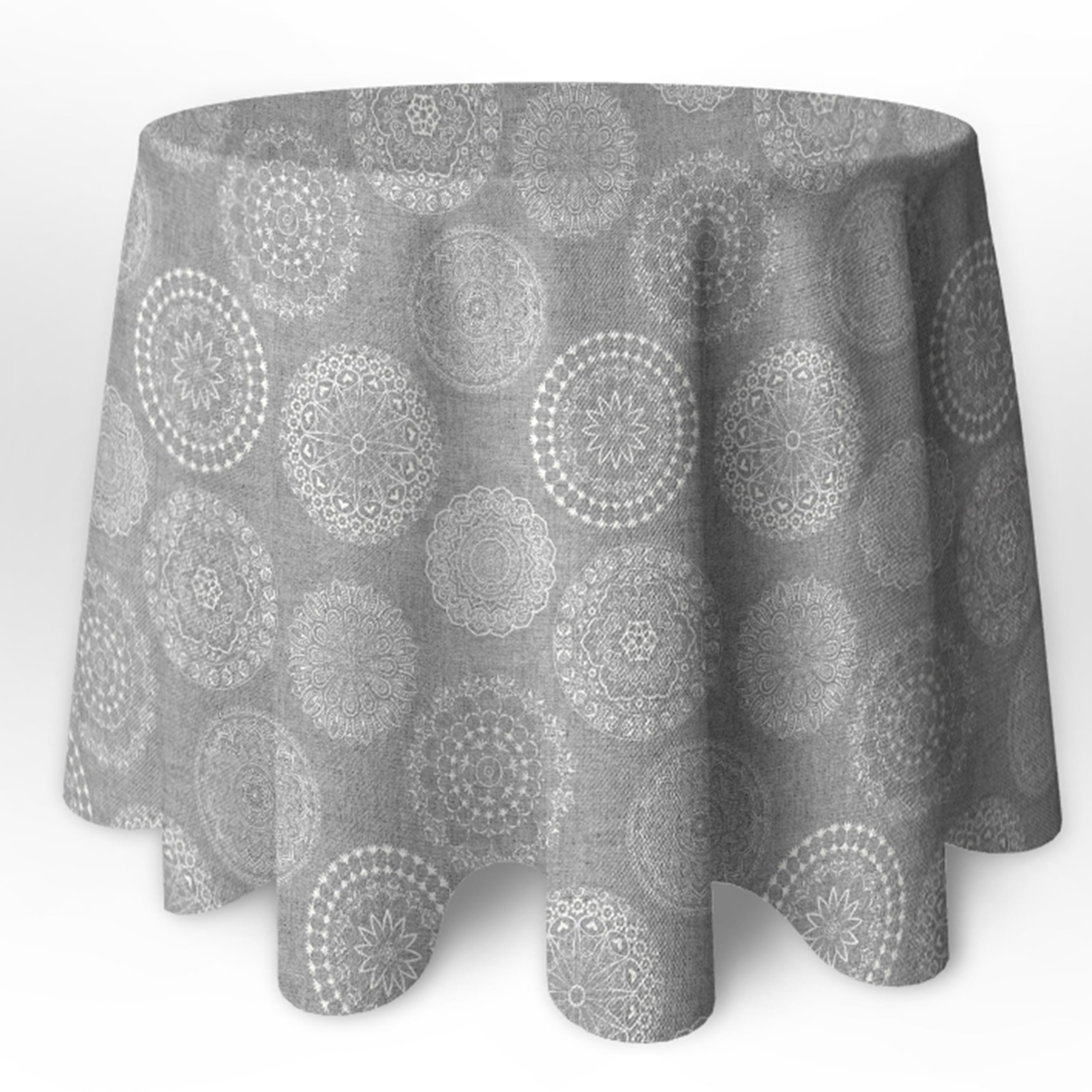 LaFábricadelasTelas - Falda o Ropa de Mesa Camilla Redonda Mandala Primavera Verano Loneta Estampada algodón, Faldón Faldilla enagüilla (Gris, 100cm diámetro)