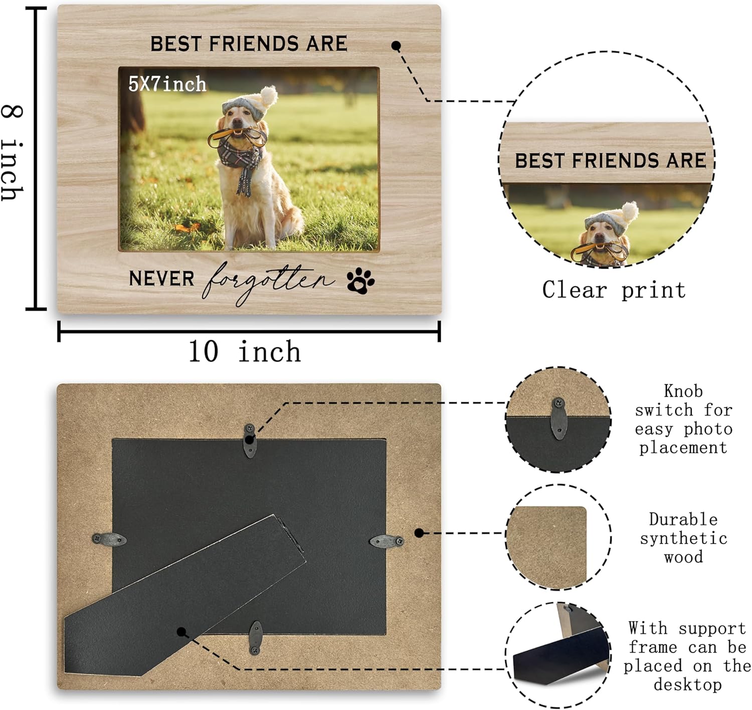 FONDCANYON Pet Memorial Frame - Dog & Cat Picture Frame, Best Friend Memorial Gift 5x7 (Color2) - Image 6