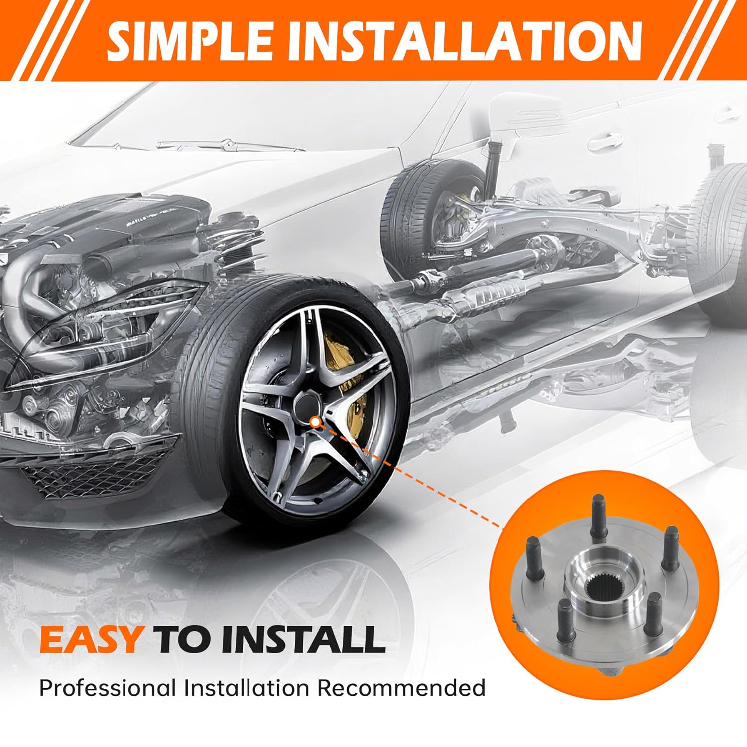 GAHA 515073 Front Wheel Hub Bearing Assembly Compatible for Dodge 2002 2003 2004 2005 2006 2007 Ram 1500 Wheel Bearing and Hub 5 Lugs with ABS