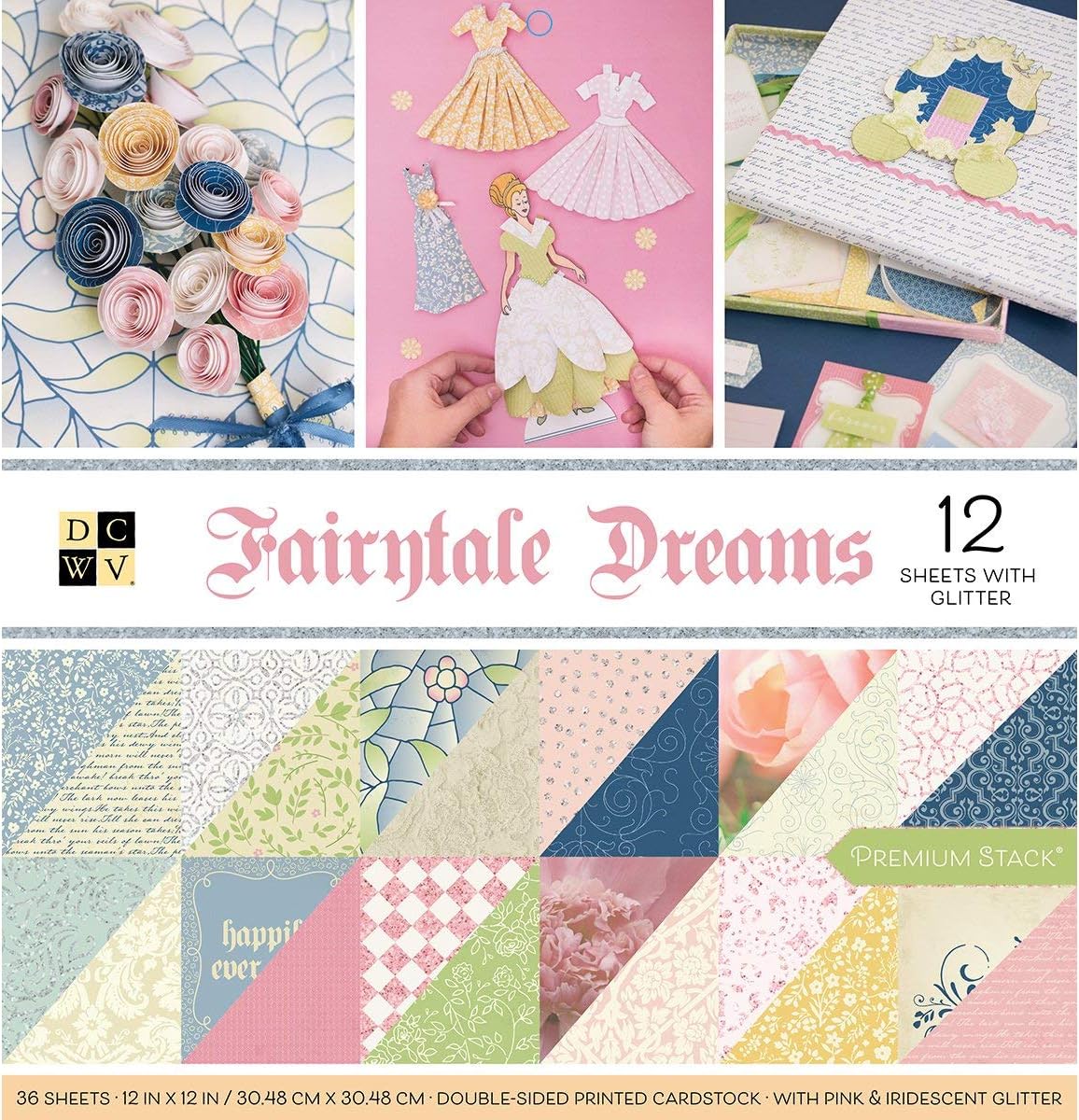 American Crafts PS-005-00578 Card Stock 12"X12" Fairytale Premium Printed Cardstock Stack