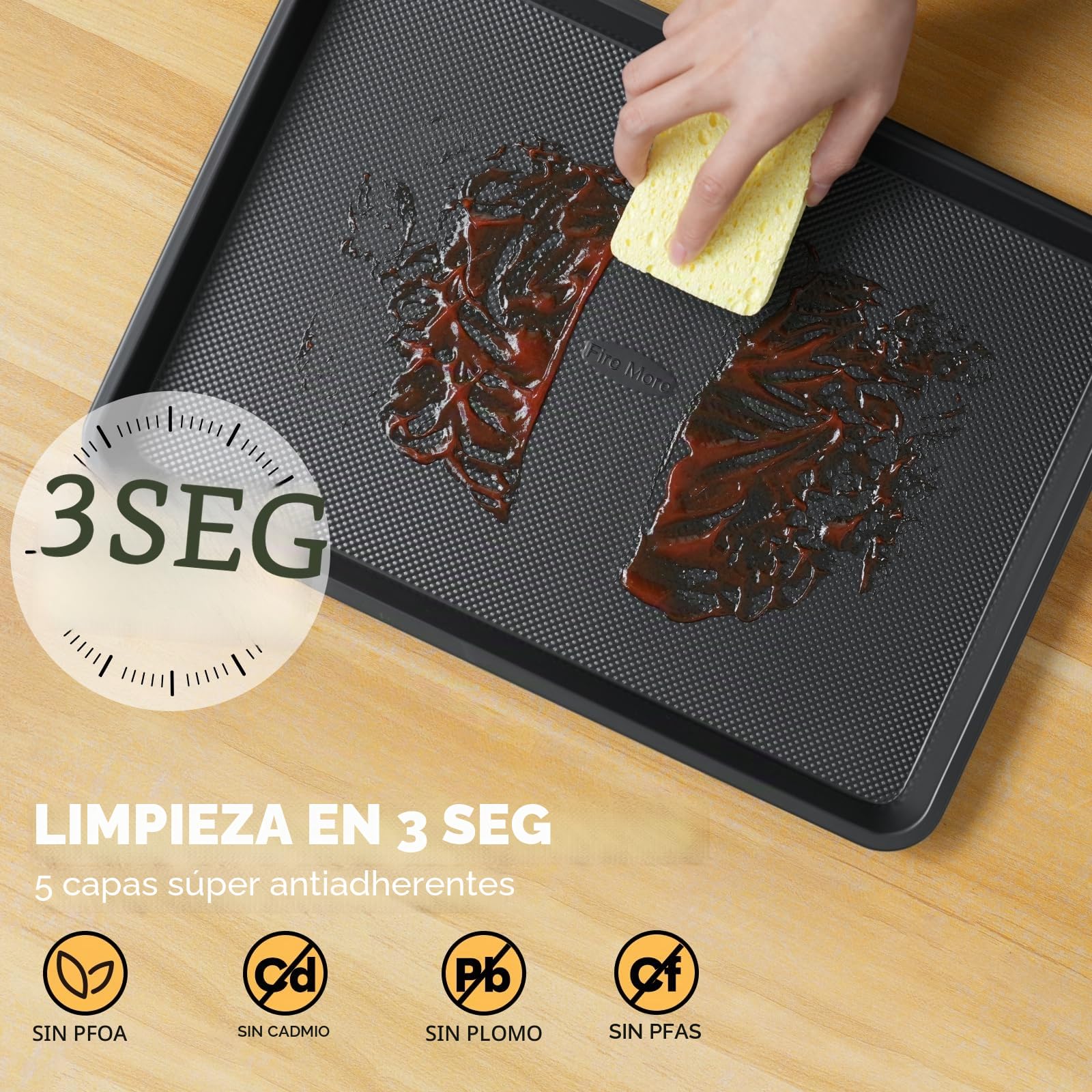 Fire More 2 Pack Bandejas de Horno de Acero al Carbono, 32,6 x 22,8 x 2,5 cm Bandejas para Hornear con Revestimiento Antiadherente, Fáciles de Limpiar