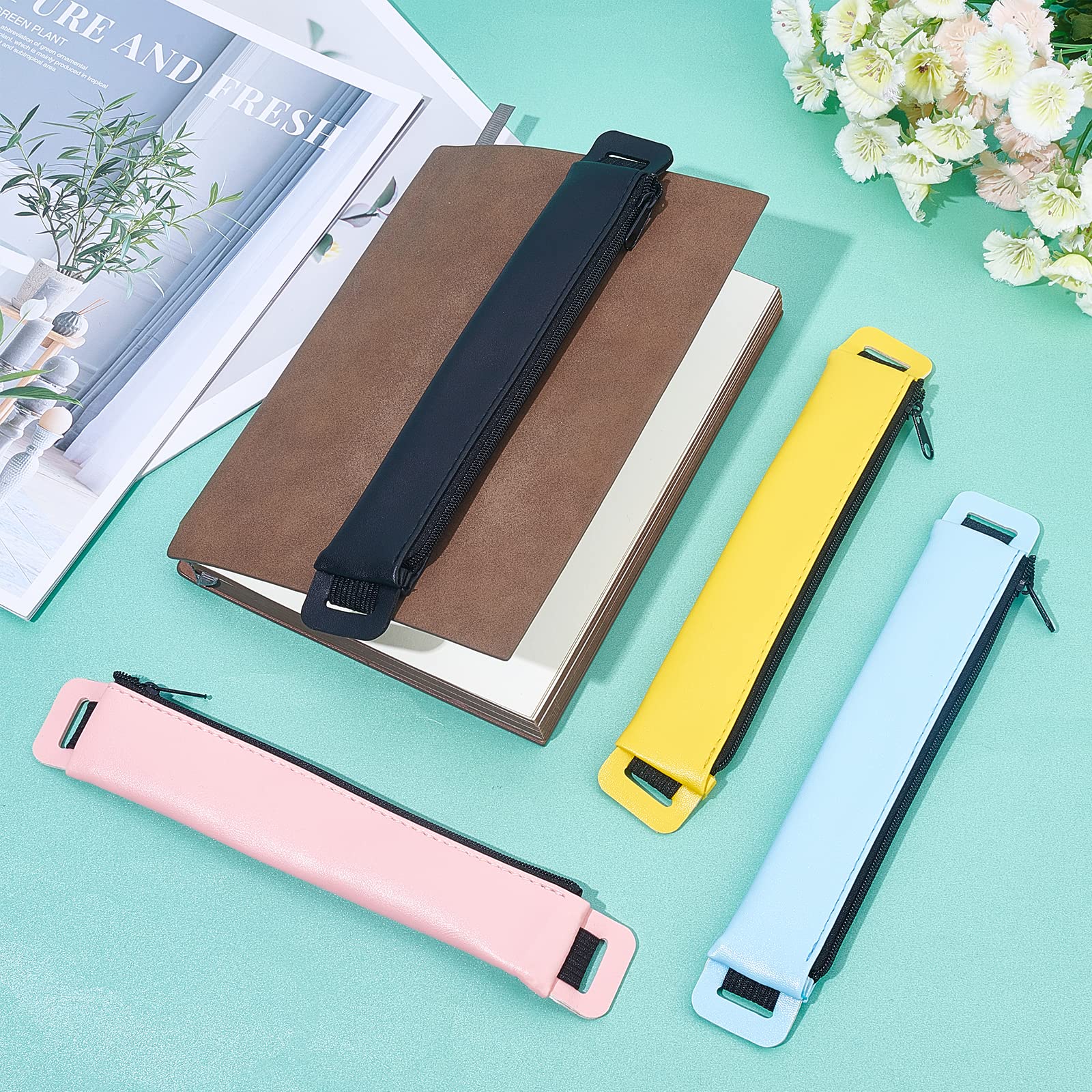GORGECRAFT 2 Stück Stiftmäppchen – PU-Leder, Verstellbares Gummiband, Für Notizbücher & Bücher, Pink & Blau!