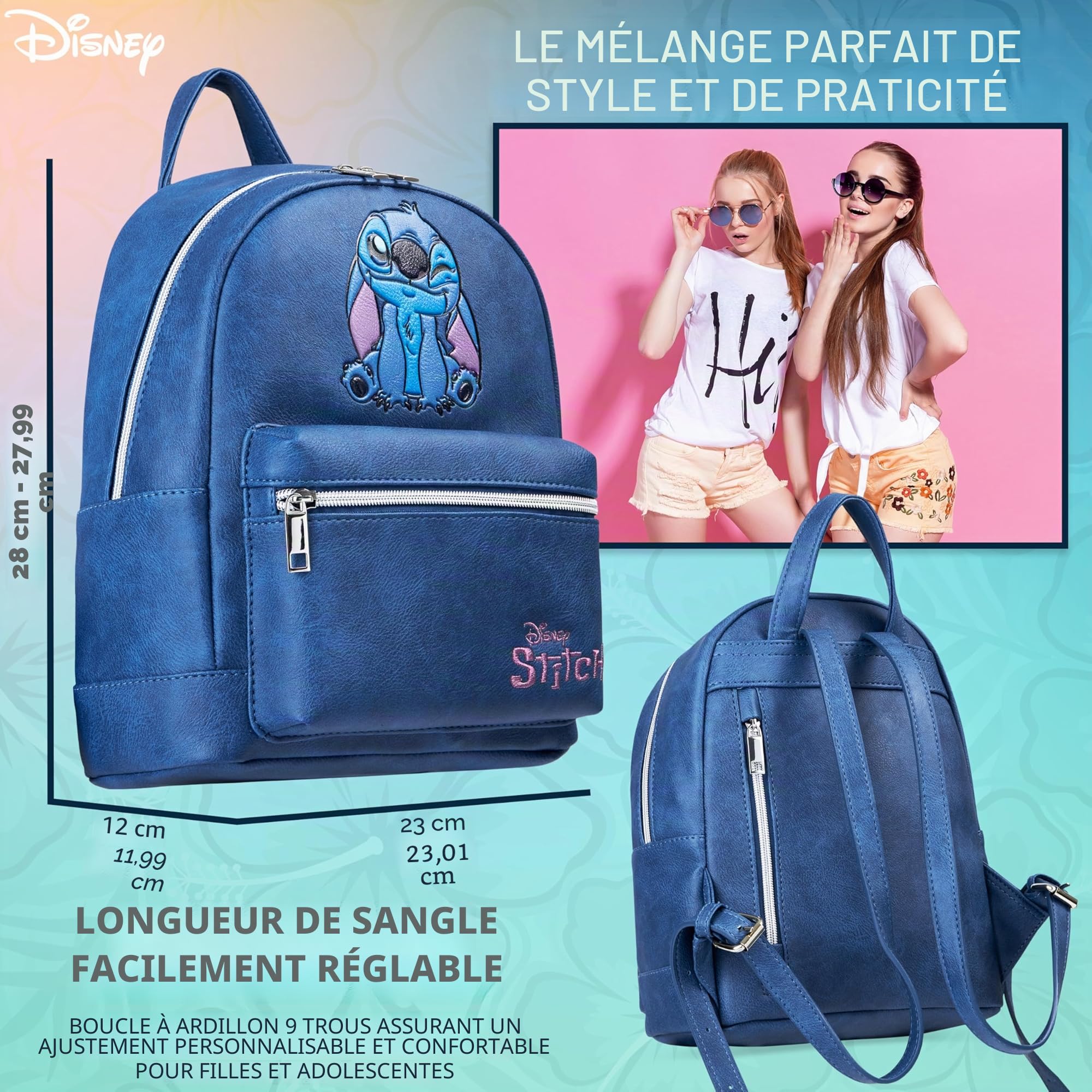 Disney Stitch Sac à Dos Femme Ado et Fille Petit Sac de Voyage Journée Shopping Mode en Similicuir Eeyore Cadeau pour Elle