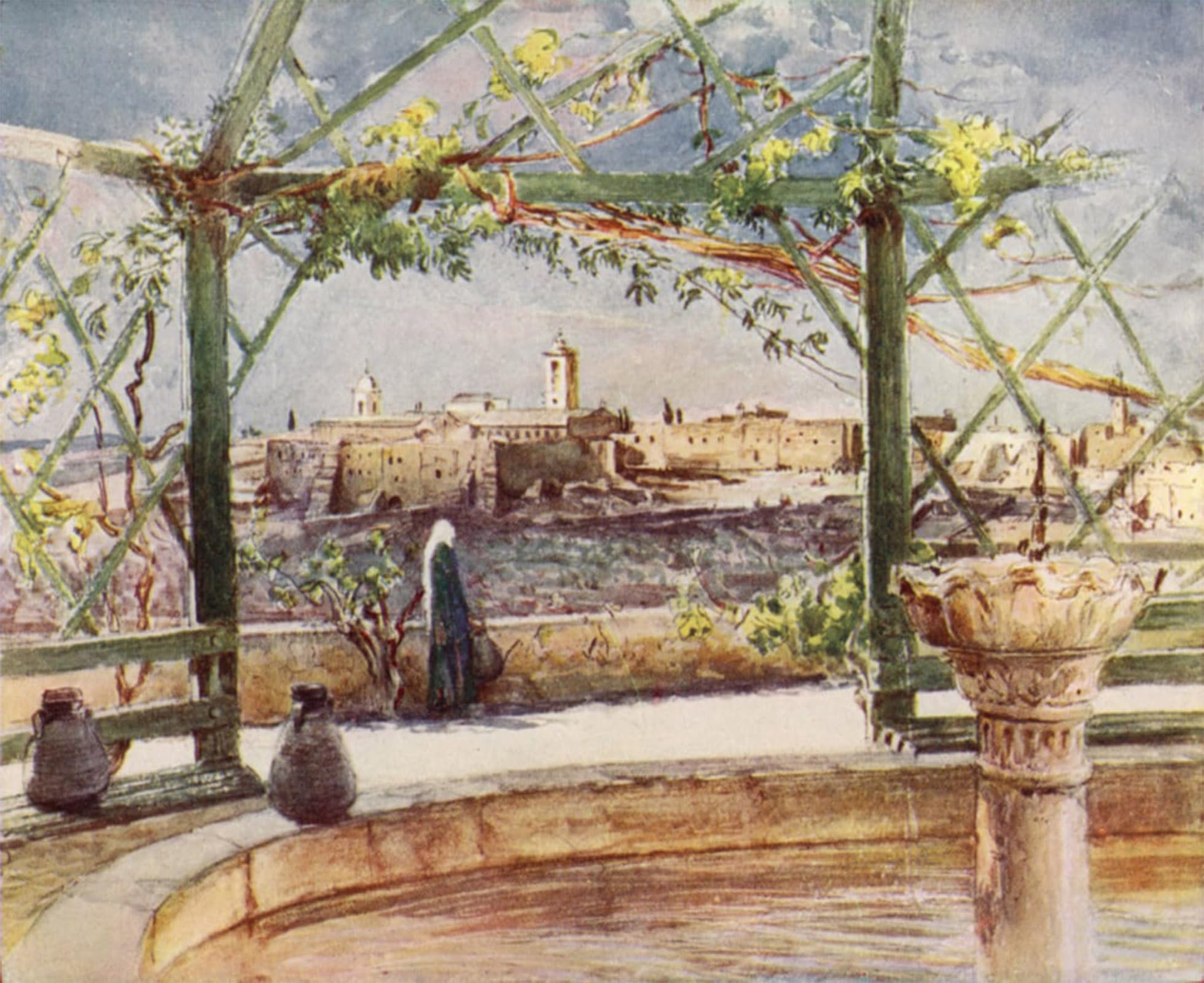 POSTERIIk Vintage Print Pop Art Landscape Artwork the Church of the Nativity At Bethlehem From a Garden on the Opposite Hill by Fulleylove Art Prints for Office Home Decor 60x90cm