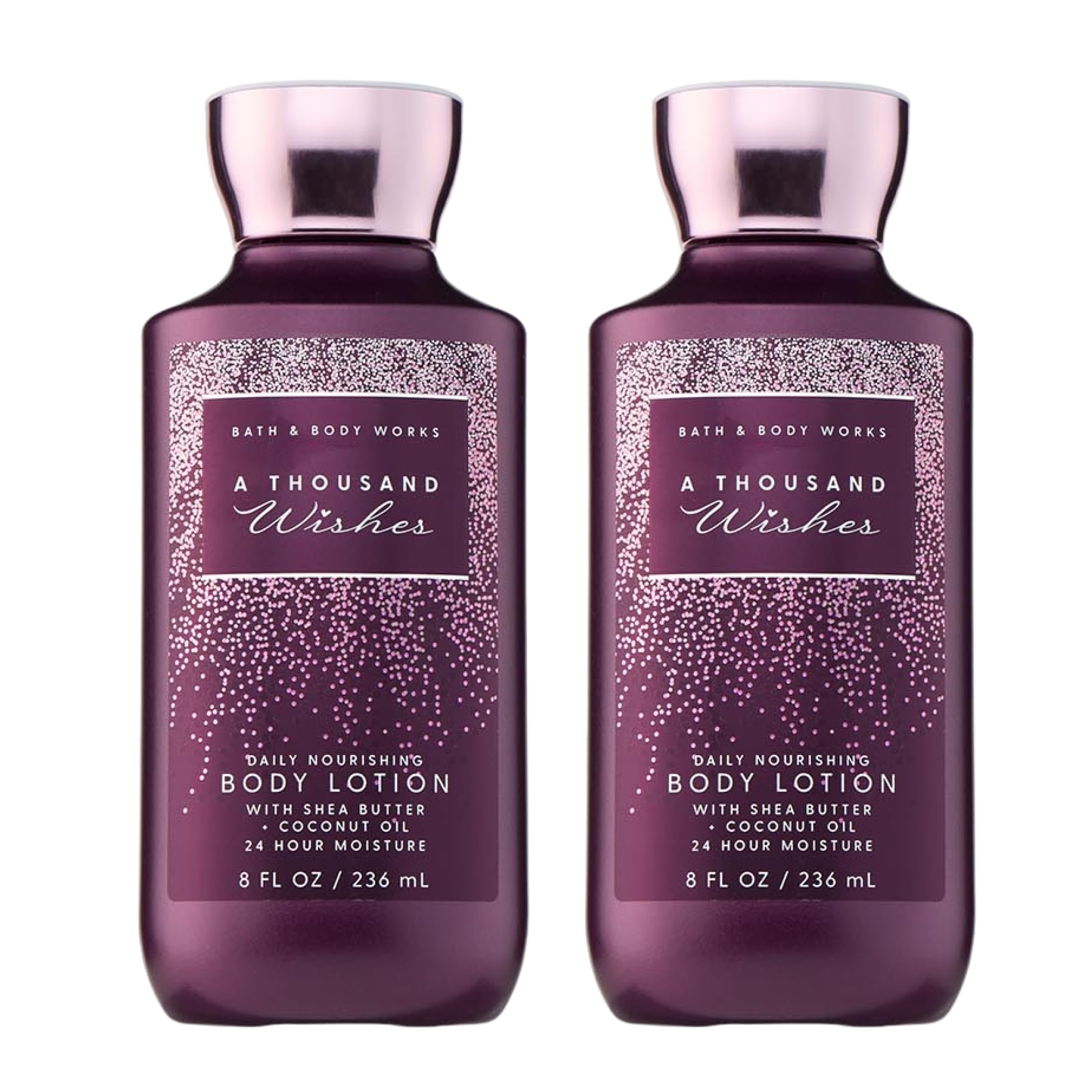 Bath & Body Works A Thousand Wishes Body Lotion, Lightweight Daily Moisturizer with Shea Butter & Coconut Oil, Sparkling Prosecco & Peony Scent, 8 fl oz - 2 Pack