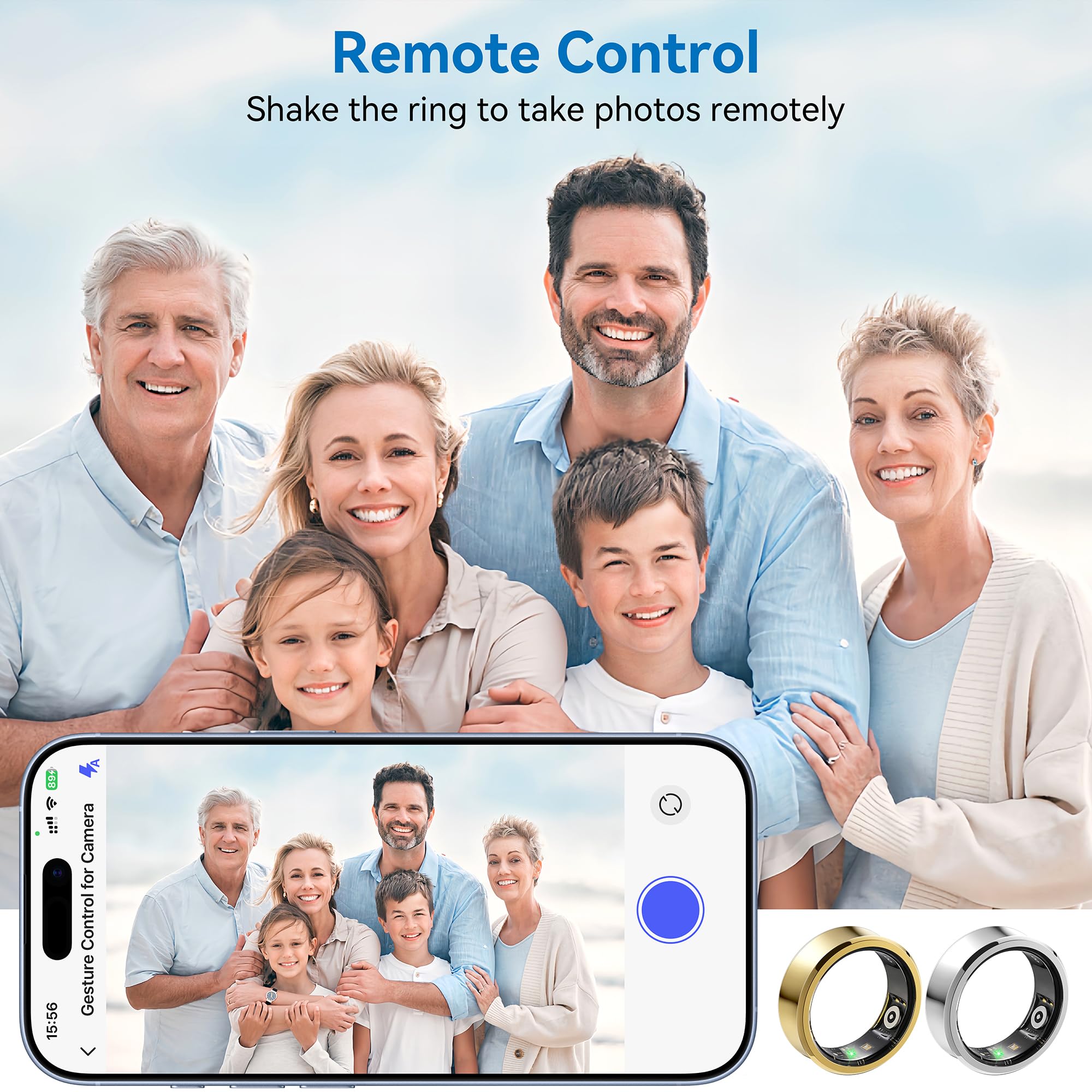 Ankink Bague intelligente pour homme et femme, étanche IP68, pas de frais | Moniteur de fréquence cardiaque 24h/24, 7j/7, rappel de stress et de cycle, SpO2, suivi du sommeil, pour Android et iOS