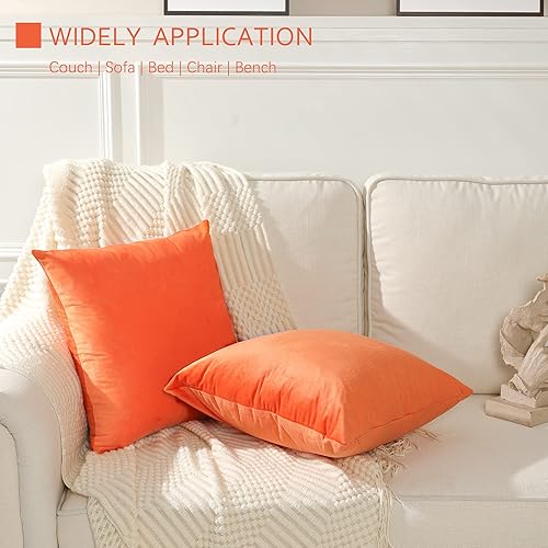 Miniatura 4 de Stellhome Fundas de almohada cuadradas de terciopelo suave para otoño, fundas de cojín decorativas de Halloween para cama, sofá, banco, 18 x 18