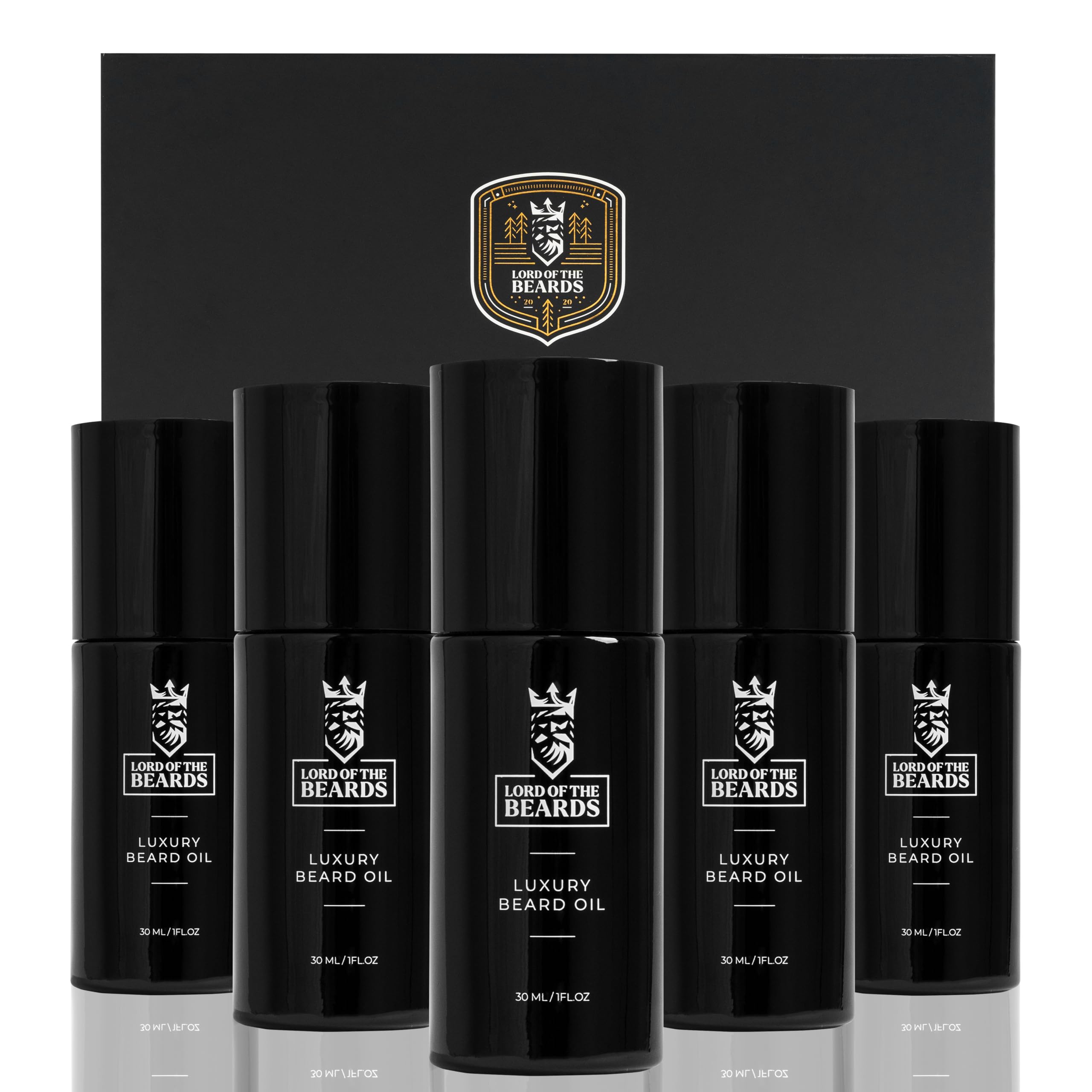 Lord Of The BeardsLuxury Beard Oil set – Premium Beard Oil Gift Sets for Men with Organic Jojoba, Coconut, and Argan Oils | Best Gift for Husband, Father and Boy Friend (Pack of 5 100ml)