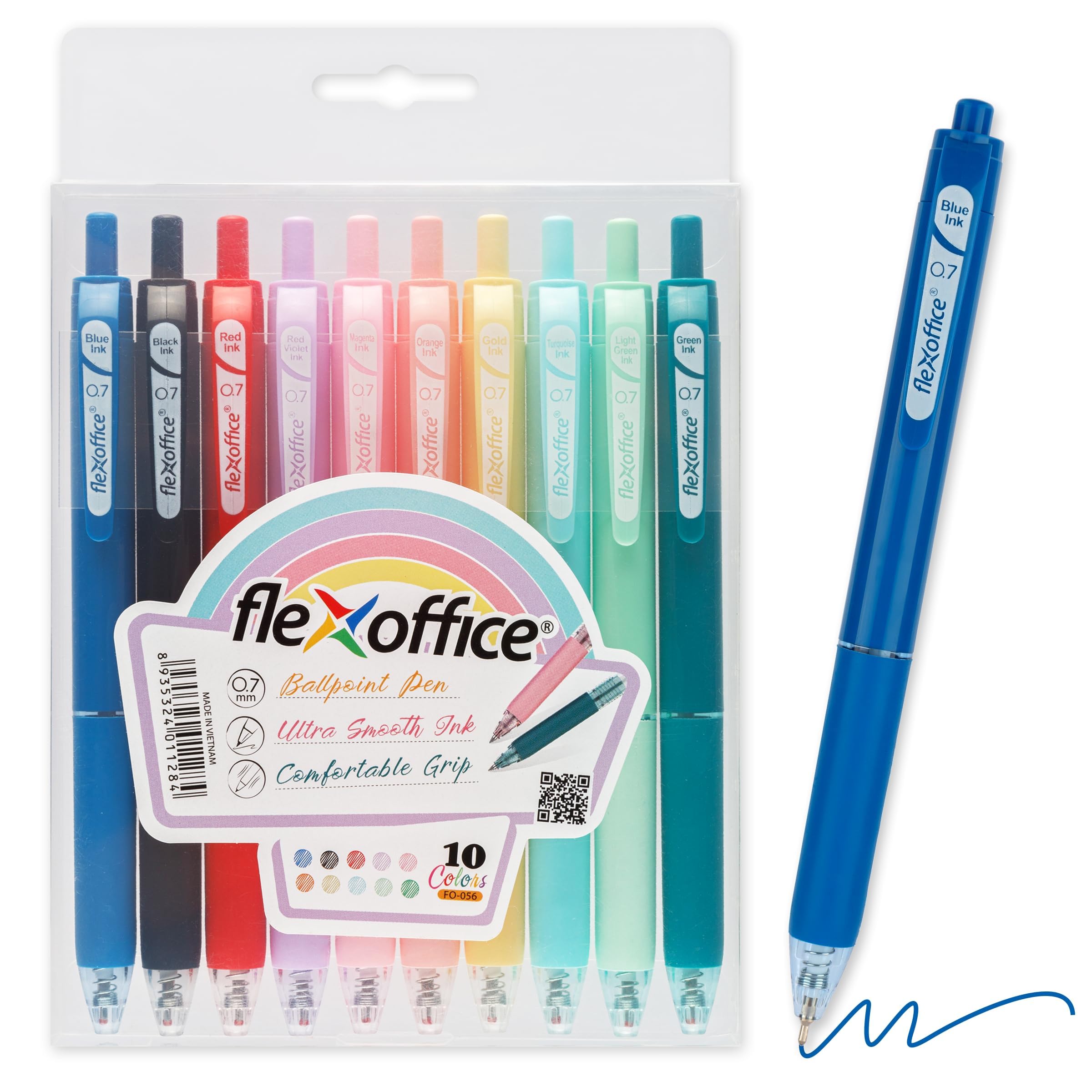 Amazon | FLEXOFFICE マルチカラーペン 10本パック 格納式ボールペン 