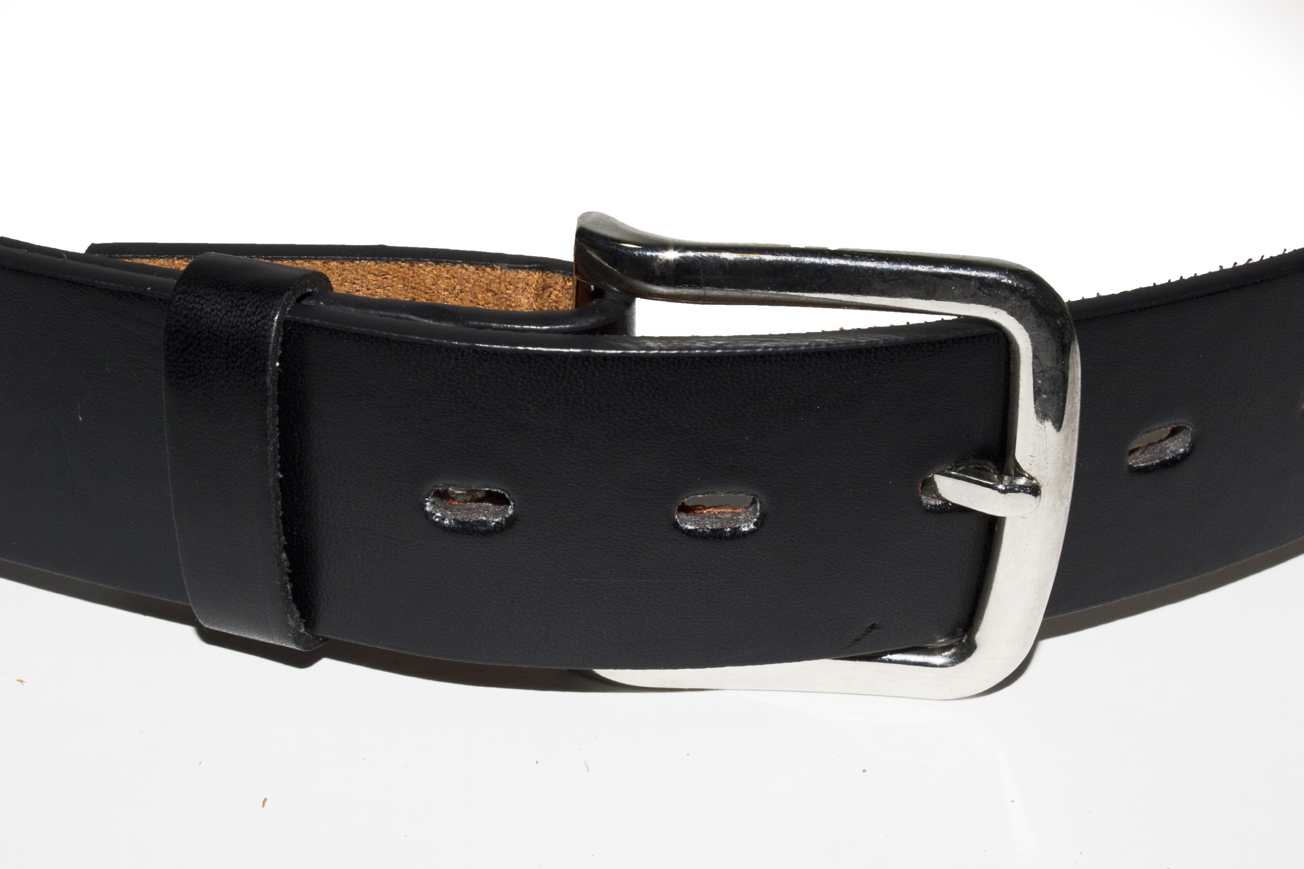 Leatherboss Belt Plain Black with Removable Buckle - Size Medium 34