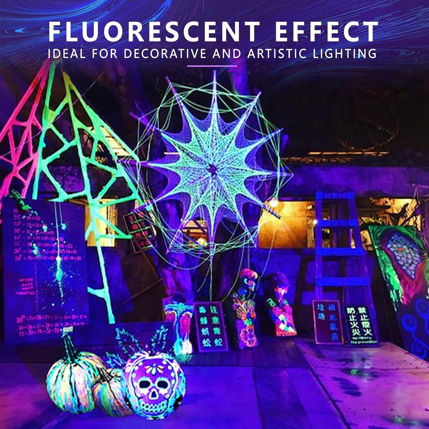 4 Pack A19 LED Black Light Bulbs,9W (100W Equivalent) E26 Base Dimmable Black Lights, UVA Level 385-400NM, Halloween Light Bulbs,Glow in The Dark,Fluorescent Poster, Body Paint,Neon Glow Party