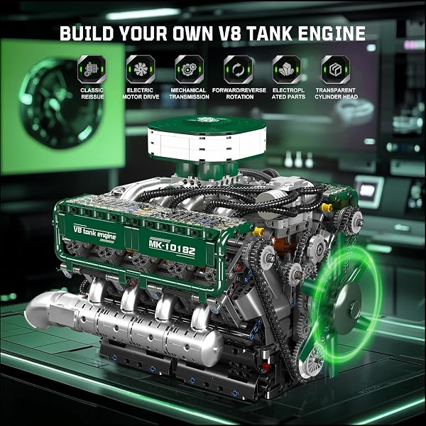 Mould King V8 – Kit de Construction de Blocs de Construction Moteur Double Turbo, Objets de Collection pour Adultes et garçons (2250 pièces) - 4