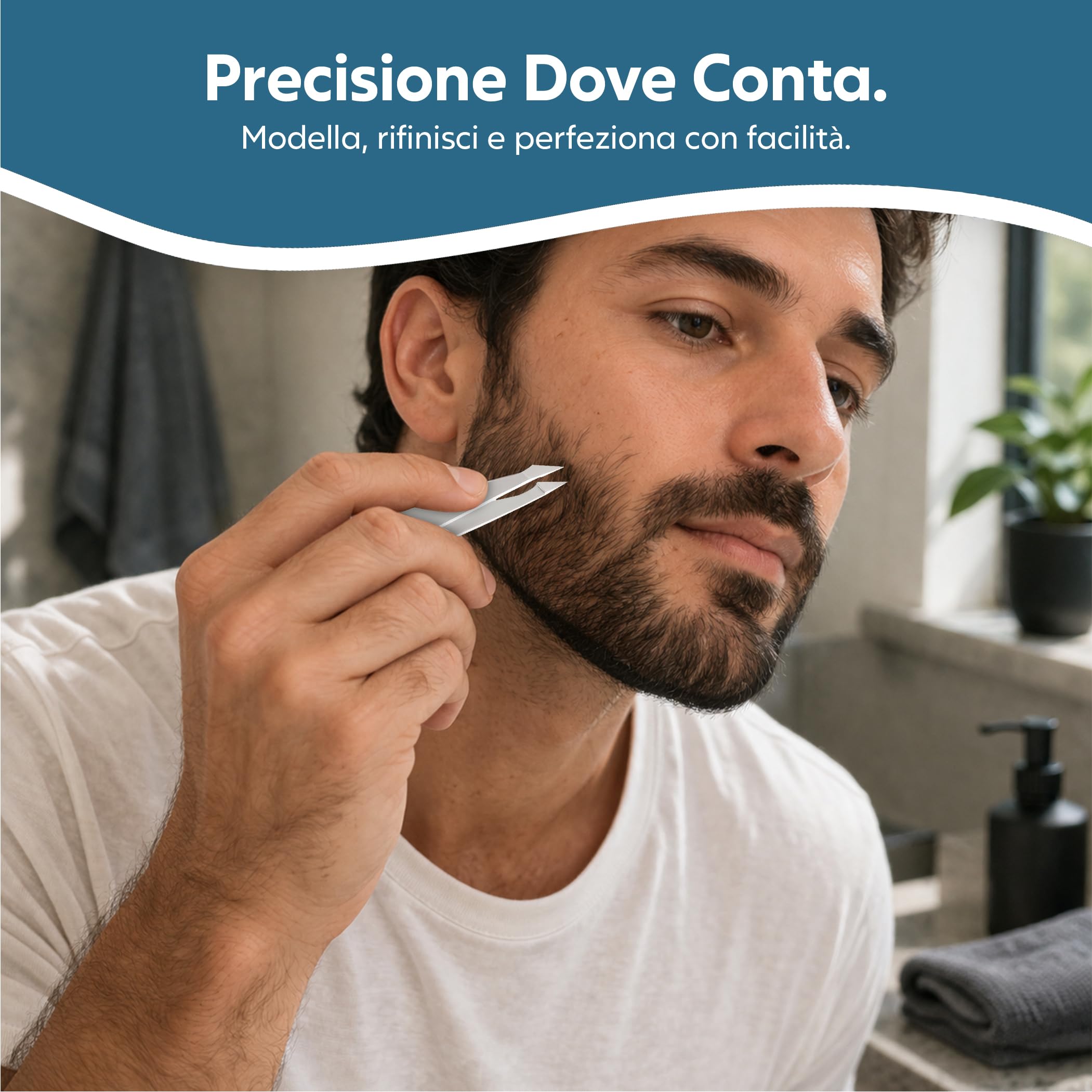 REMOS Pinzetta combinata in acciaio inox 9,5 cm - 2in1 per doppie punte e capelli - Satinato