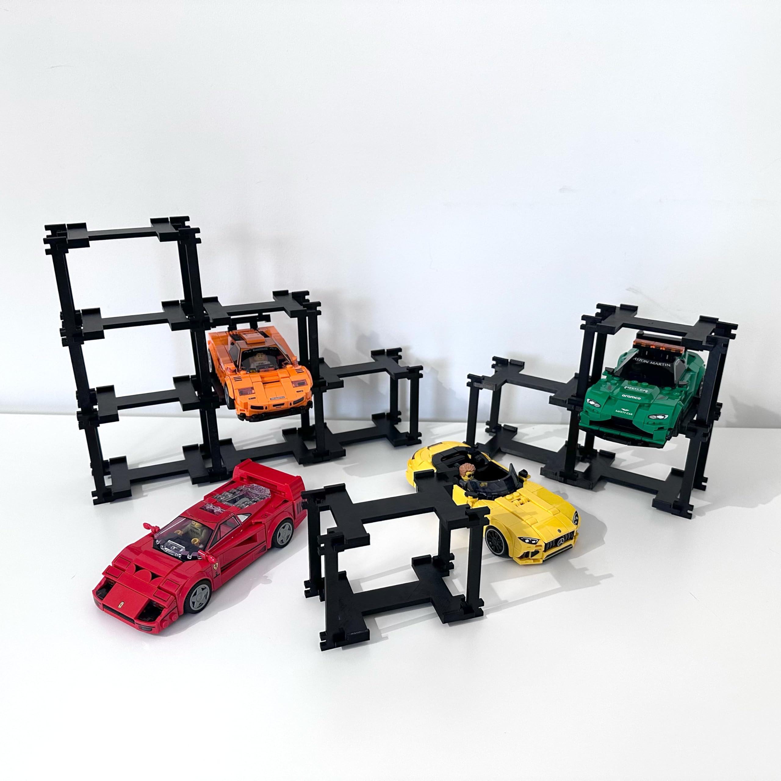 Soporte de exhibición para 4 vehículos Lego Speed Champions - Organizador elegante - Sin configuración de herramientas - Para coches de ladrillo