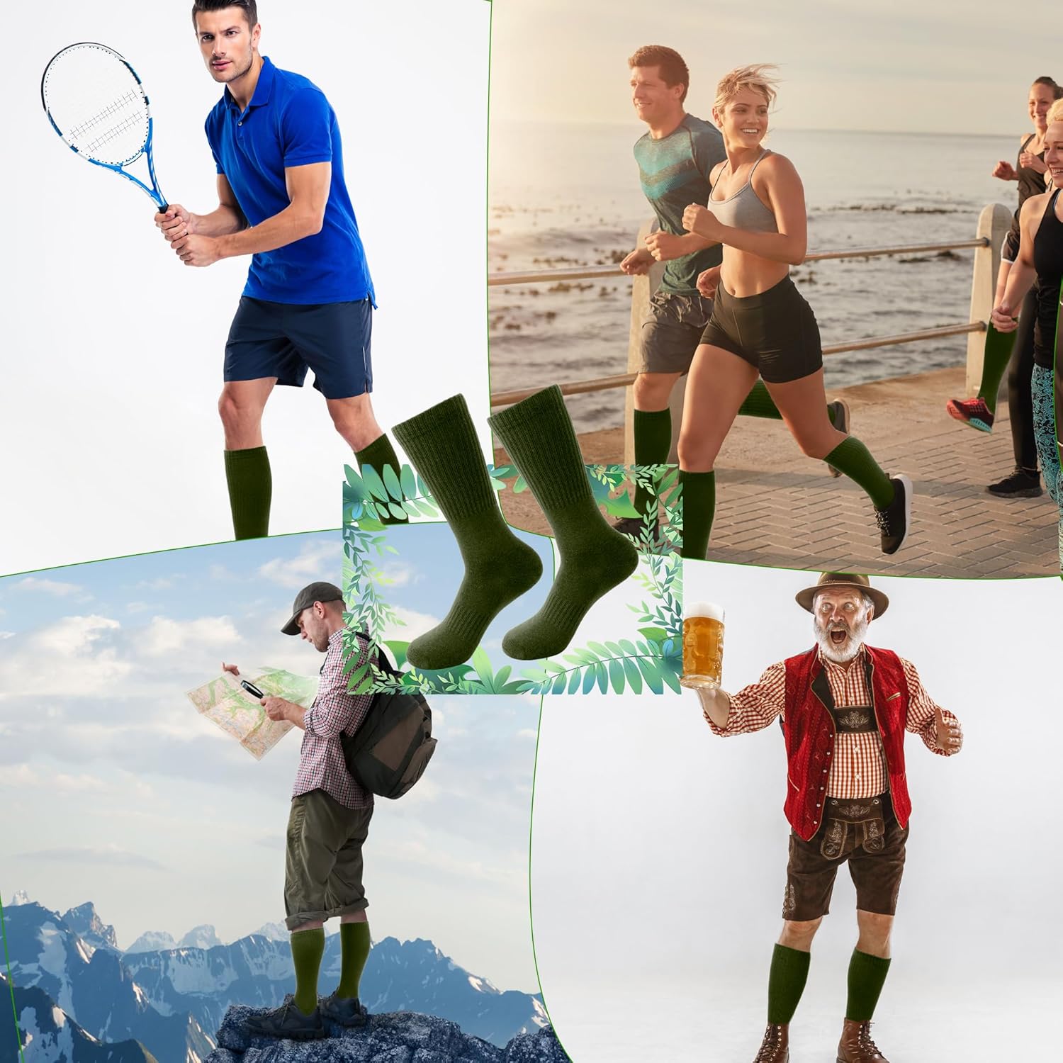 5 Pairs Military Green Socks Army Crew Sock Military Boot Socks for Men Women Working Outdoor - Image 5