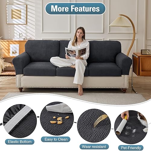Miniatura 3 de Fundas para sofá modular, fundas de cojín elásticas lavables y resistentes al desgaste, fundas universales para sofá, protector de muebles para