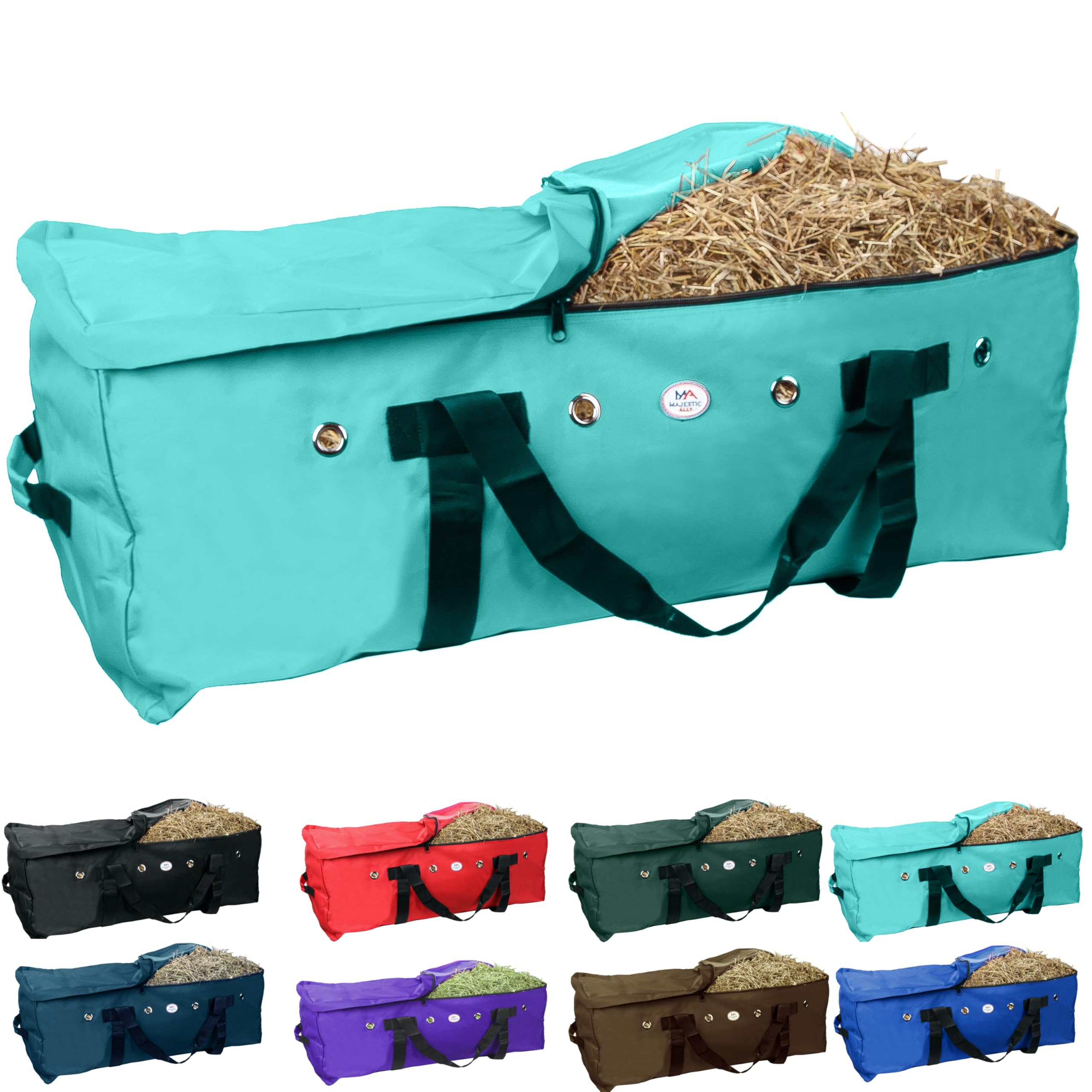 Majestic Ally 1200 D Nylon Fabric Large 44” x 20” x 16” and Extra Large 52" x 27" x21" Heavy-Duty Hay Bale Storage Bag (Turquoise, Large)